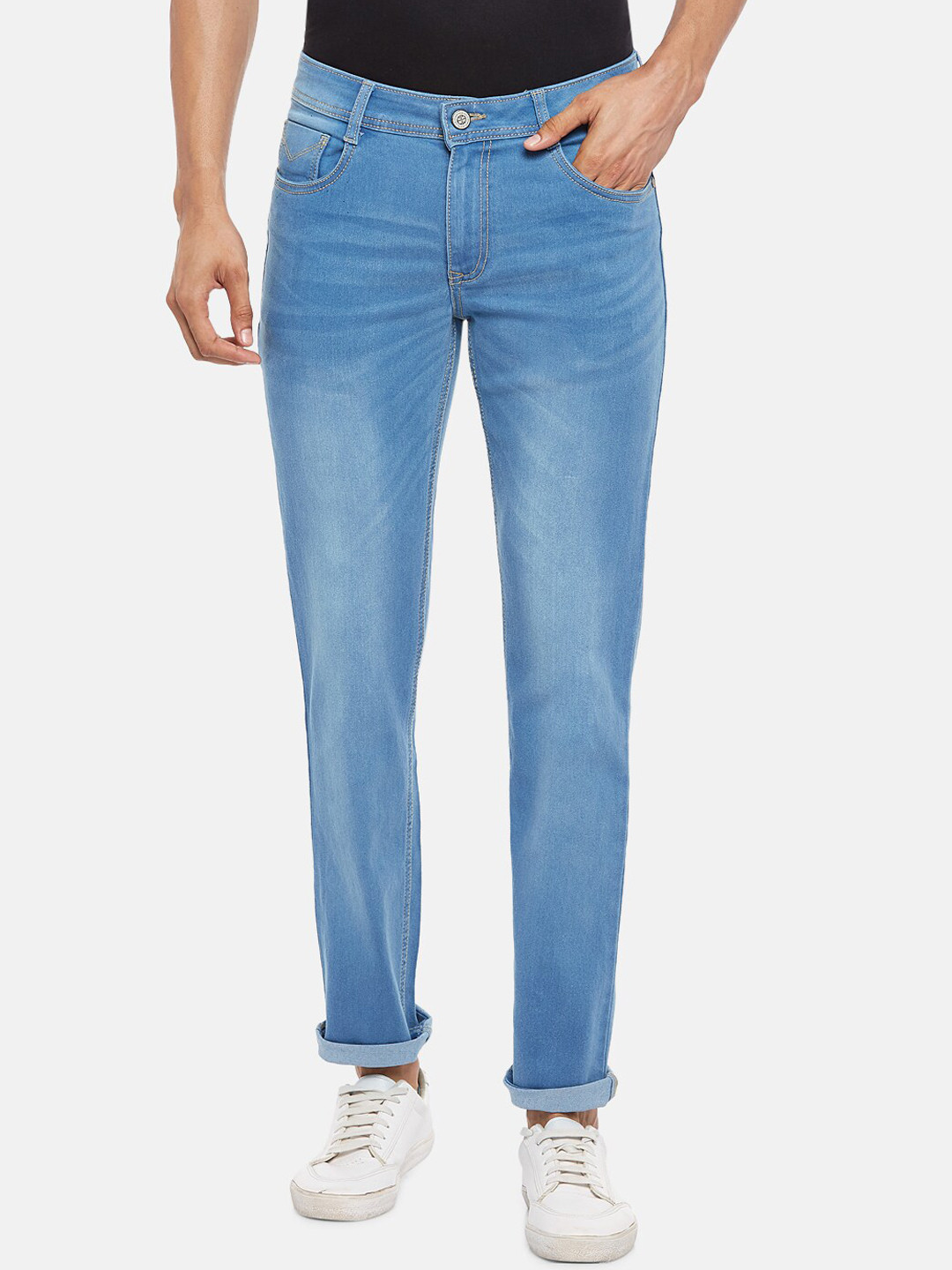 

BYFORD by Pantaloons Men Blue Tapered Fit Low-Rise Heavy Fade Jeans