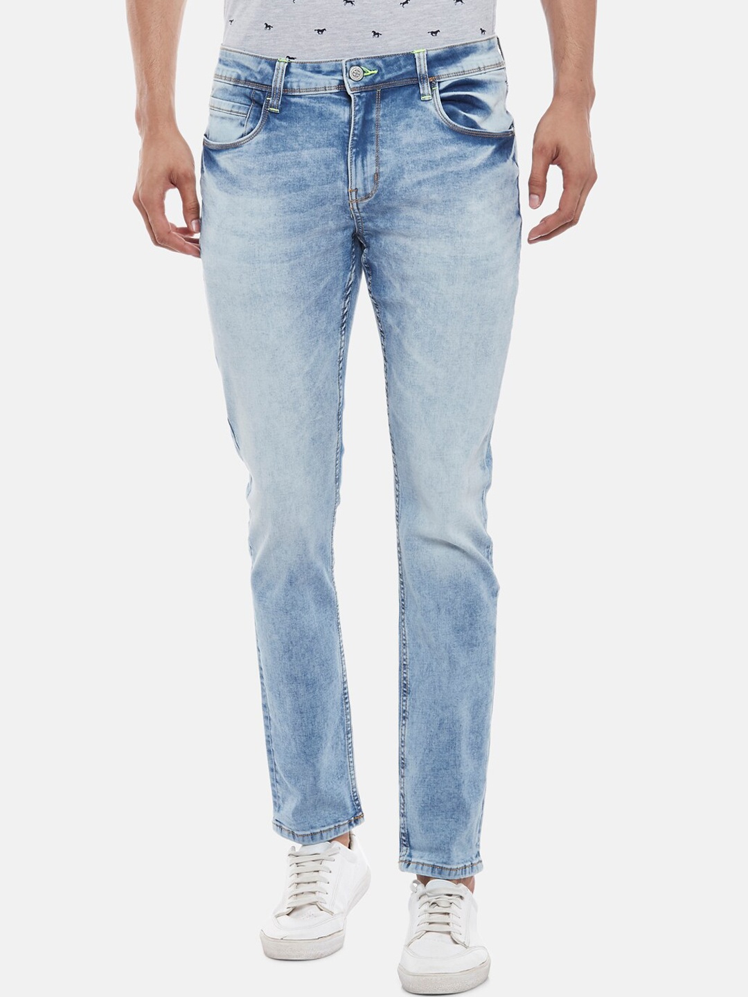 

BYFORD by Pantaloons Men Blue Tapered Fit Low-Rise Heavy Fade Jeans