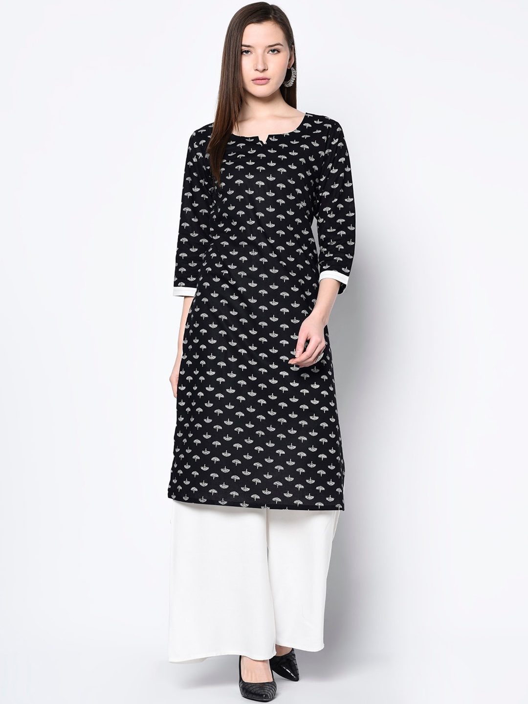 

antaran Women Black Ethnic Motifs Printed Kurta