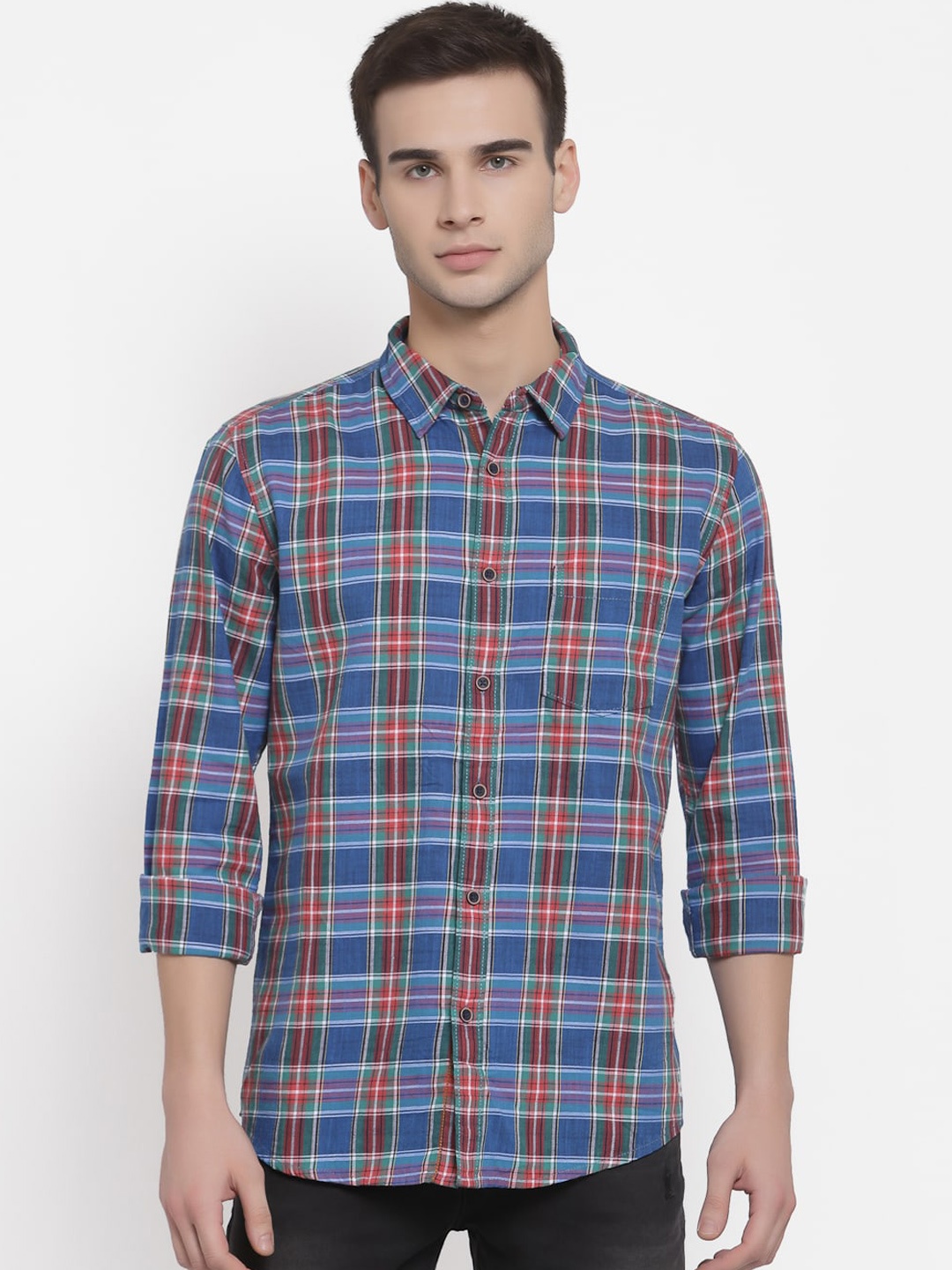 

Pepe Jeans Men Blue Tartan Checks Opaque Checked Casual Shirt