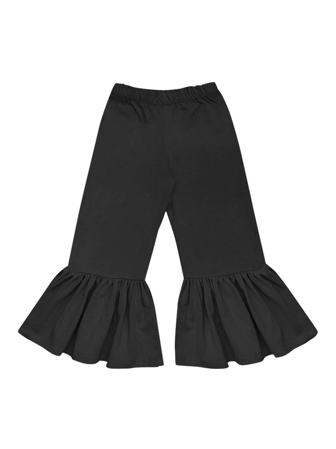 

A T U N Girls Black Solid Ruffled Trousers