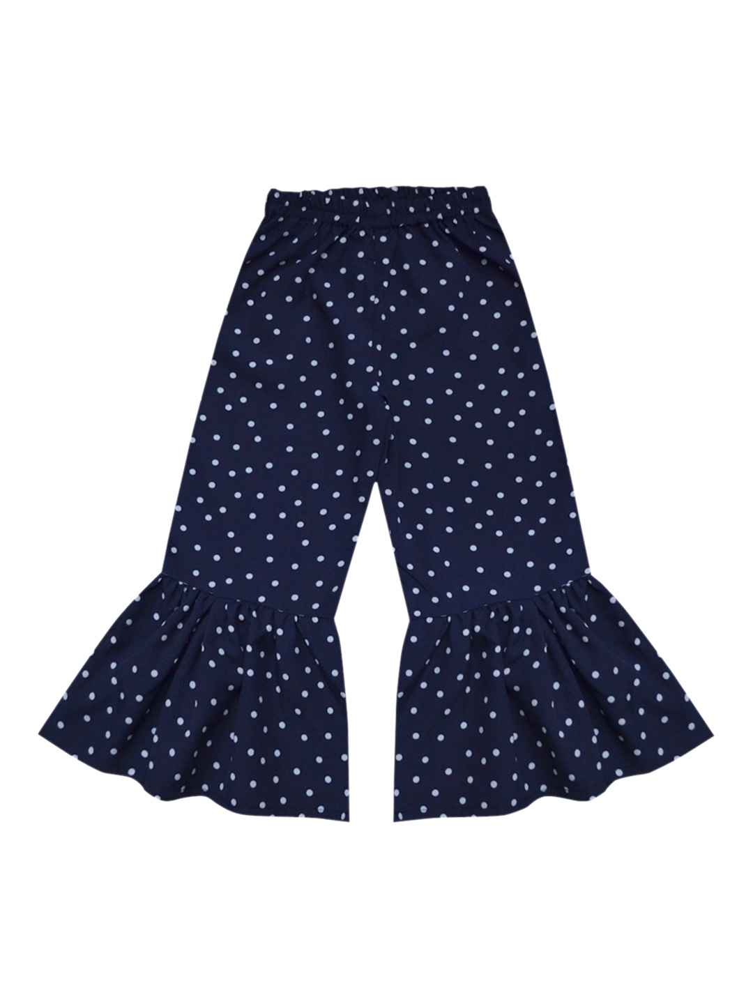 

A T U N Girls Navy Blue & White Polka Dots Printed Ruffle Culottes Trousers
