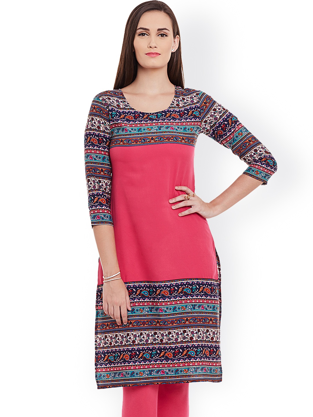 

Azira Women Pink Solid Crepe Straight Kurta