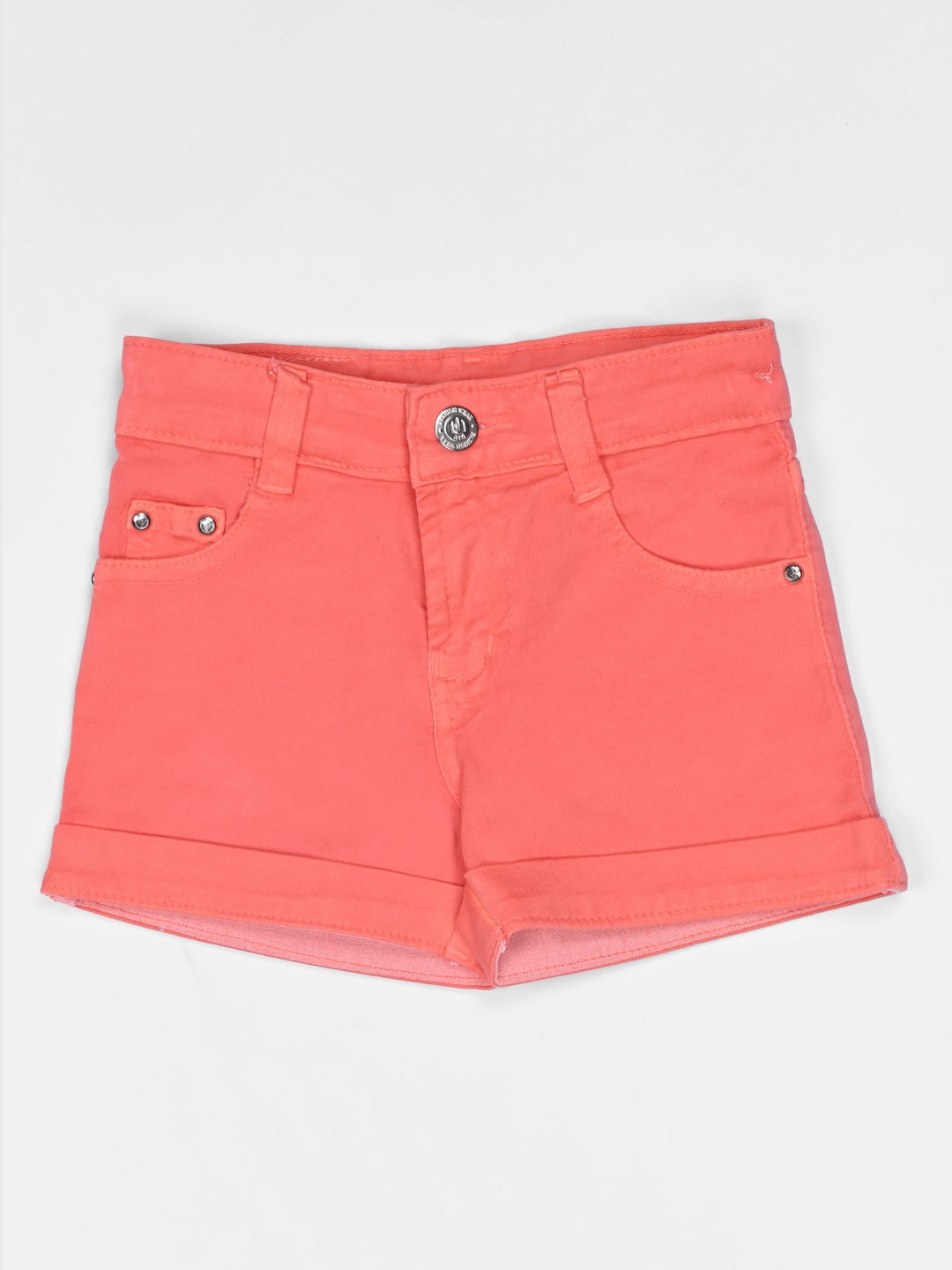 

ZOLA Girls Peach-Coloured Denim Regular Shorts