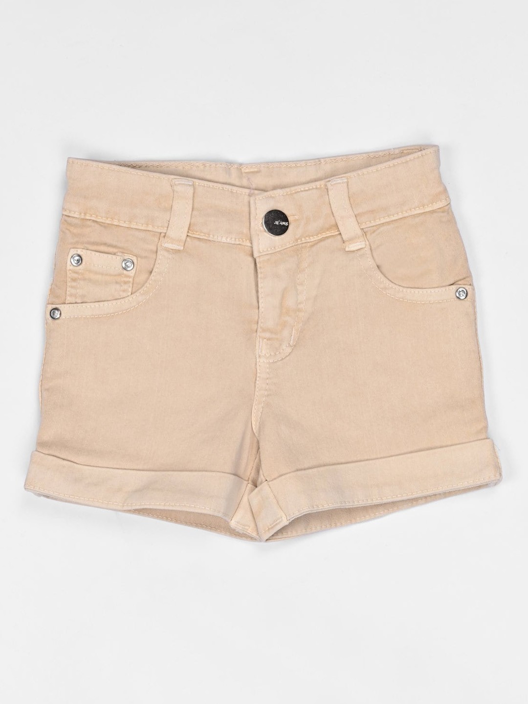 

ZOLA Girls Beige Solid Denim Shorts
