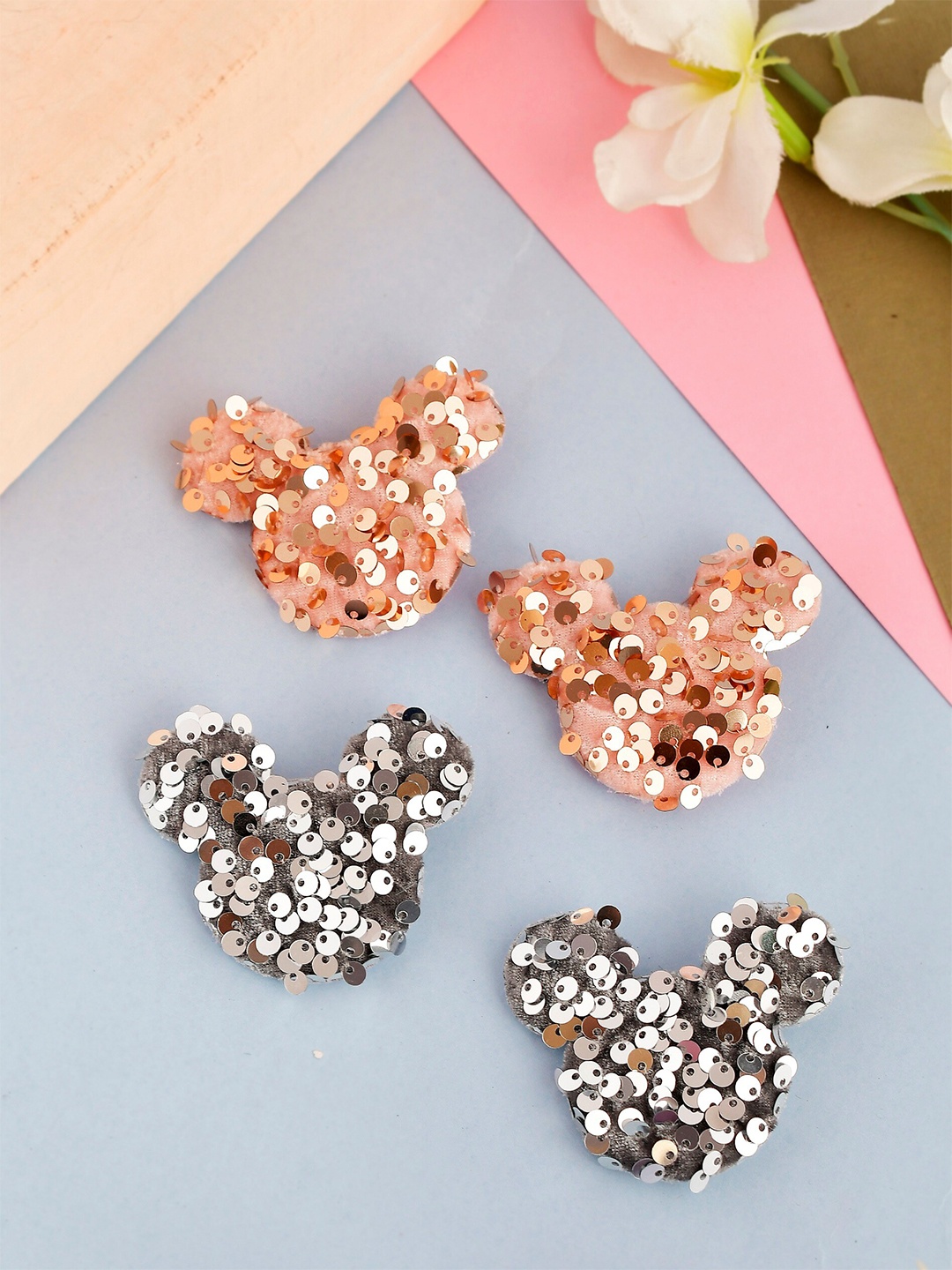 

Silvermerc Designs Girls Set of 4 Mickey Alligator Hair Clip, Silver
