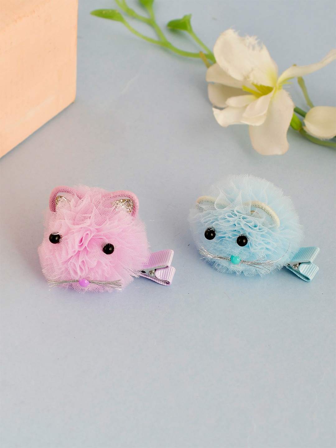 

Silvermerc Designs Girls Blue & Pink Set of 2 Fur Alligator Hair Clip