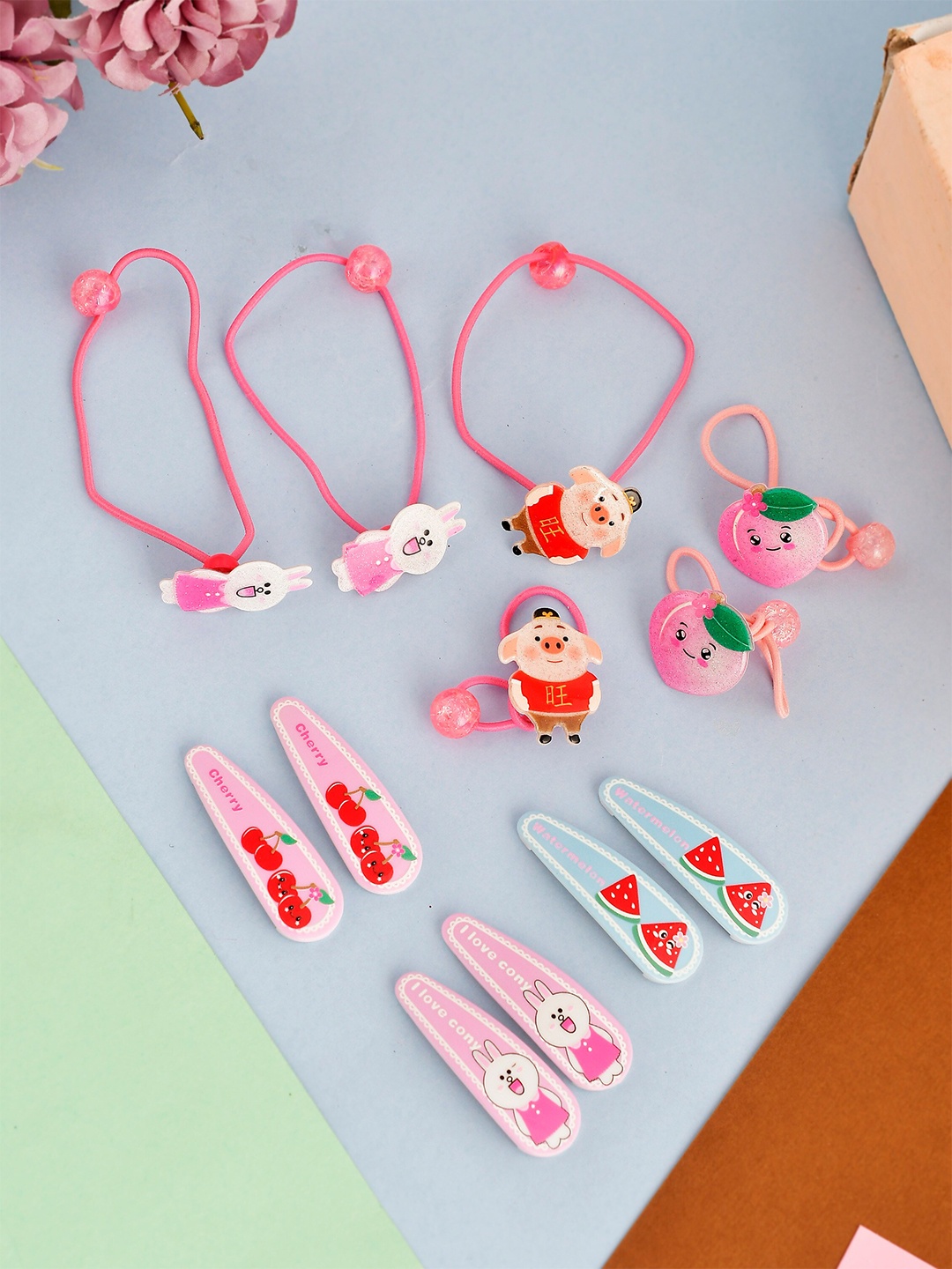 

Silvermerc Designs Girls Set Of 12 Pink & Blue Embellished Hair Accessory