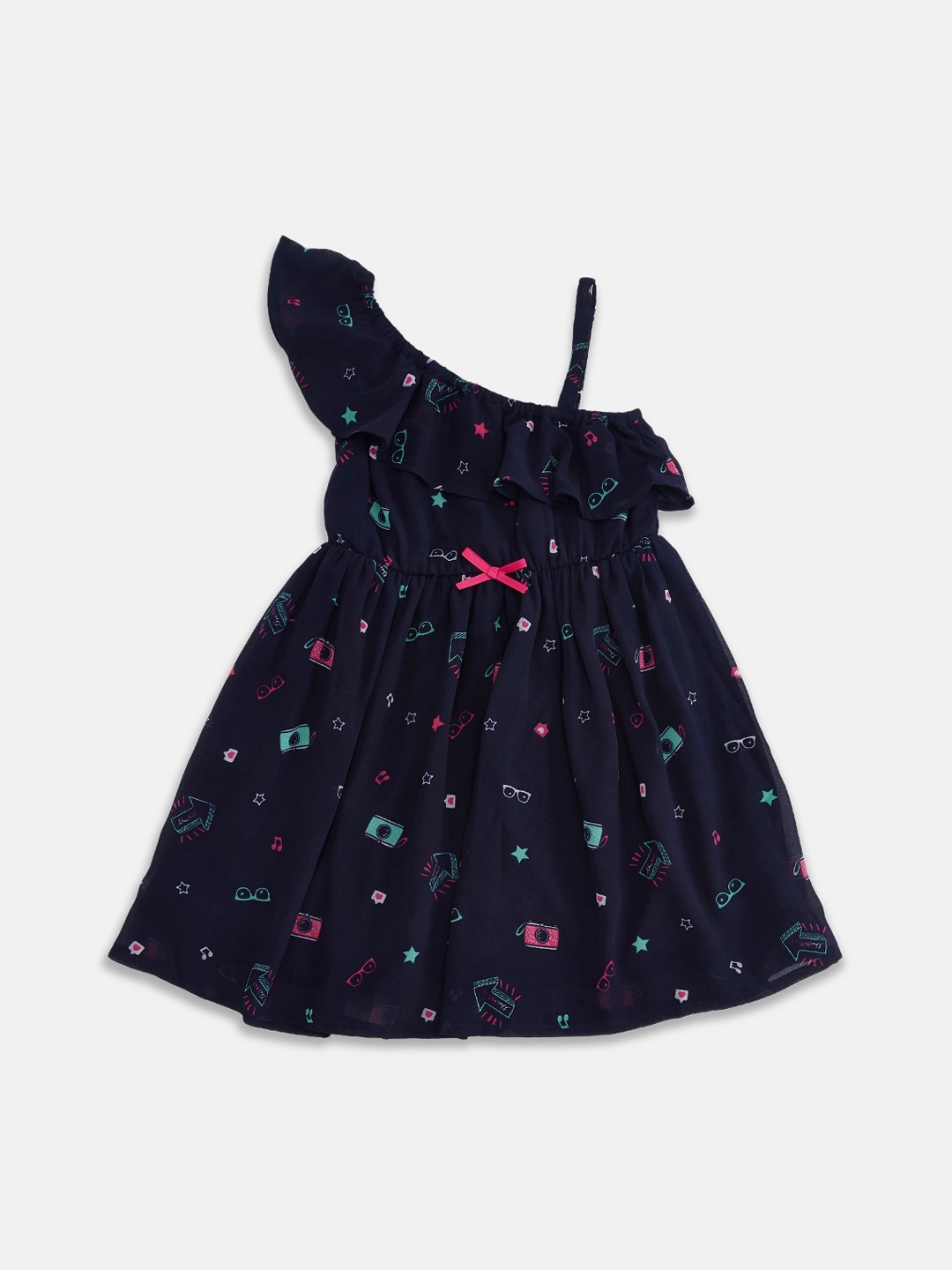 

Pantaloons Junior Navy Blue & Pink Georgette Dress