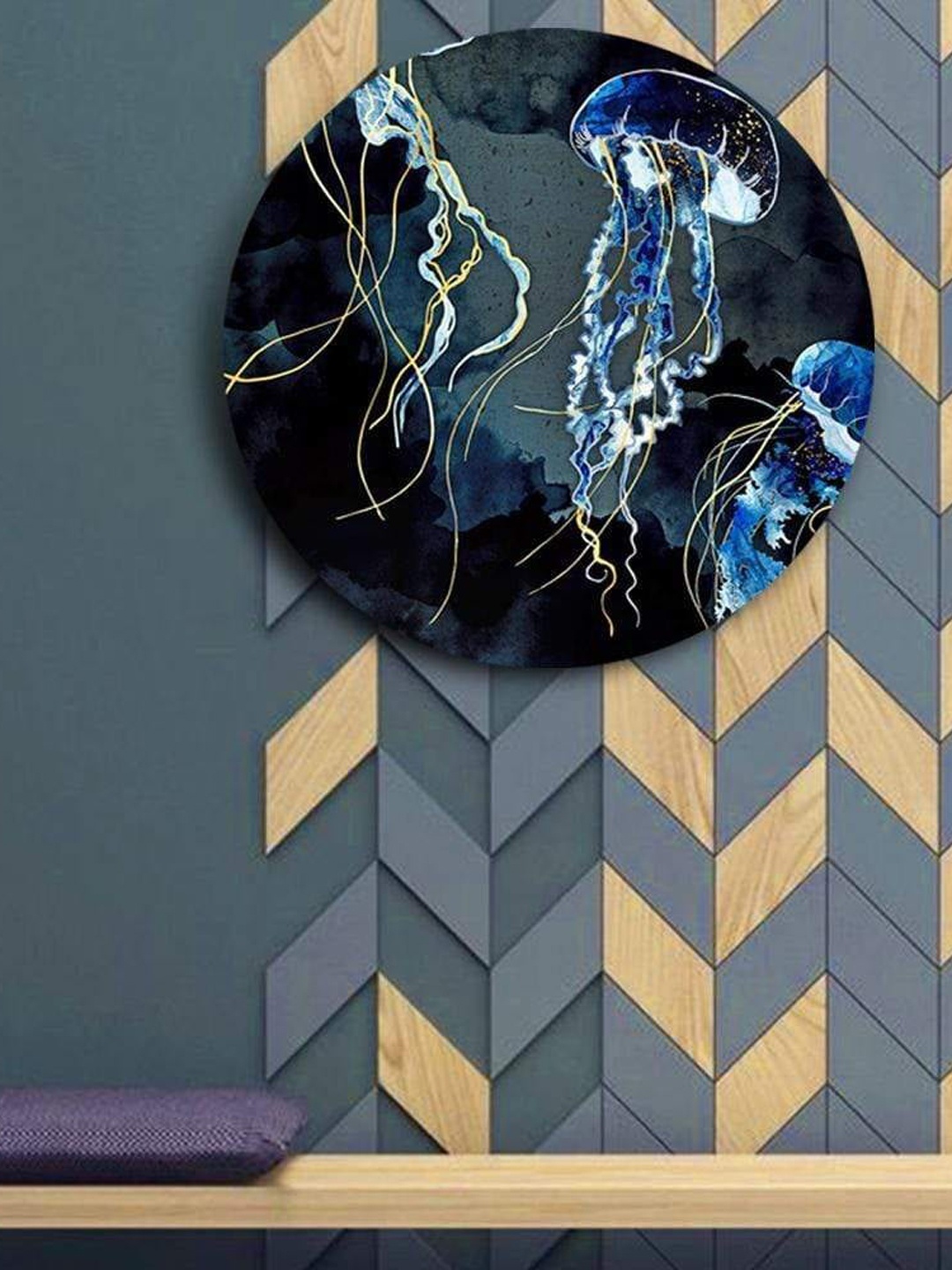

THE ARTMENT Multi Golden Sea Jellies Canvas With Matte Finish- (Large)