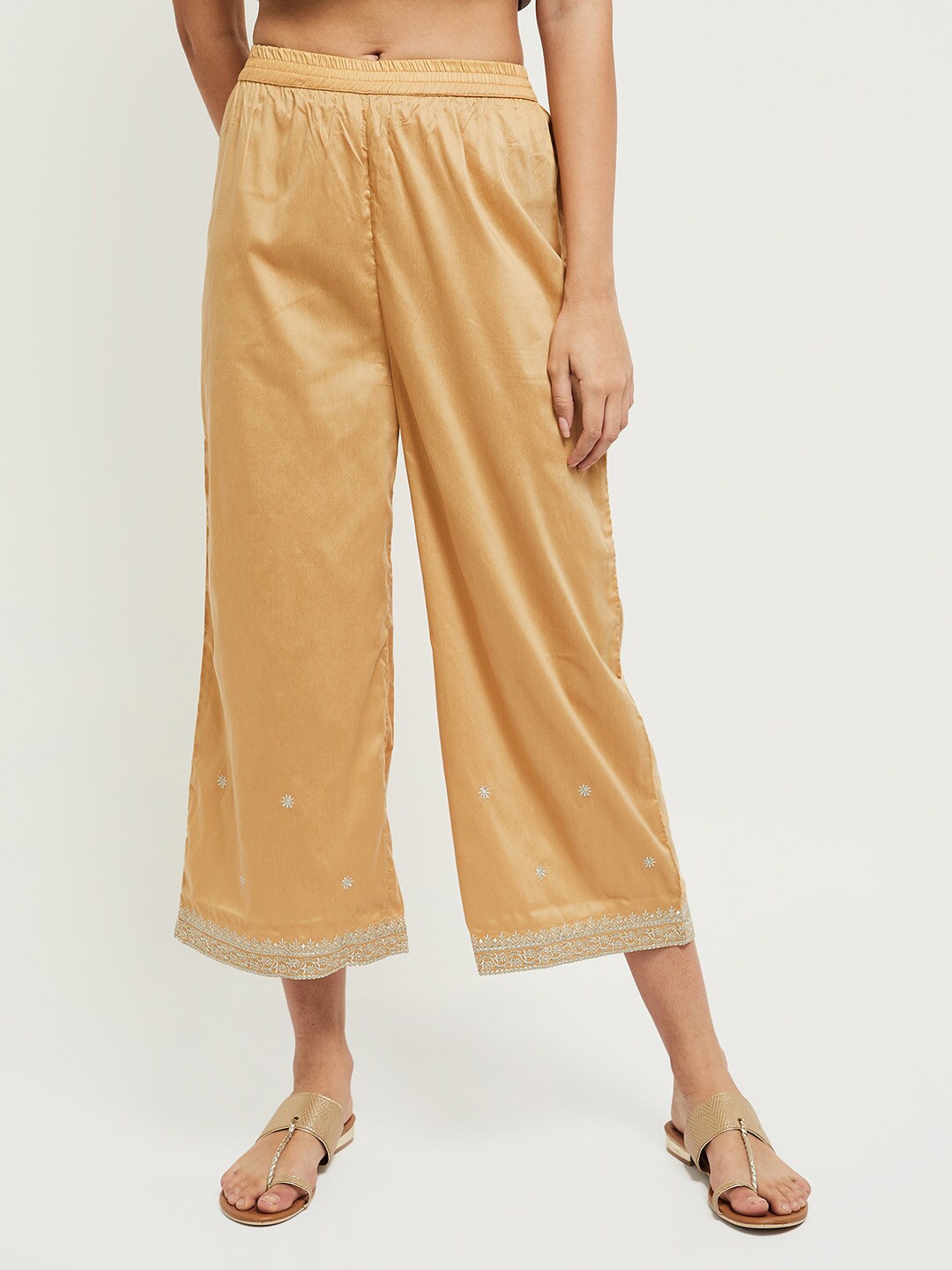 

max Women Gold-Toned Cropped Palazzos