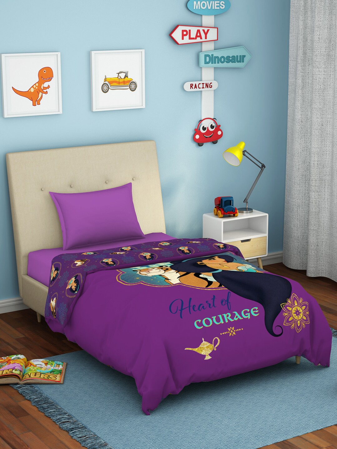 

SPACES Purple & Black Cartoon Characters AC Room Single Bed Quilt