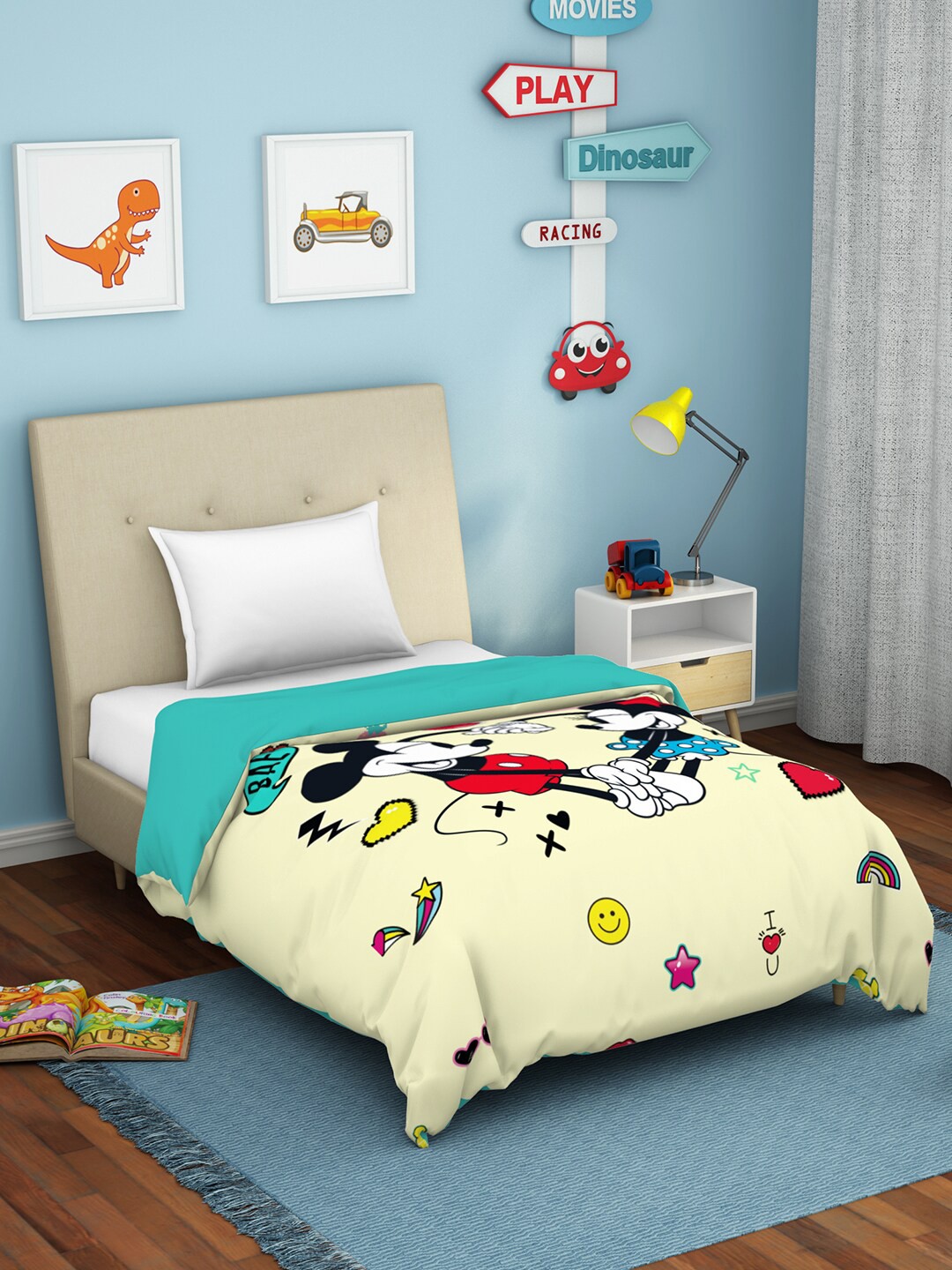 

SPACES Cream-Coloured Cartoon Characters 180 GSM AC Room 100% Cotton Single Bed Dohar