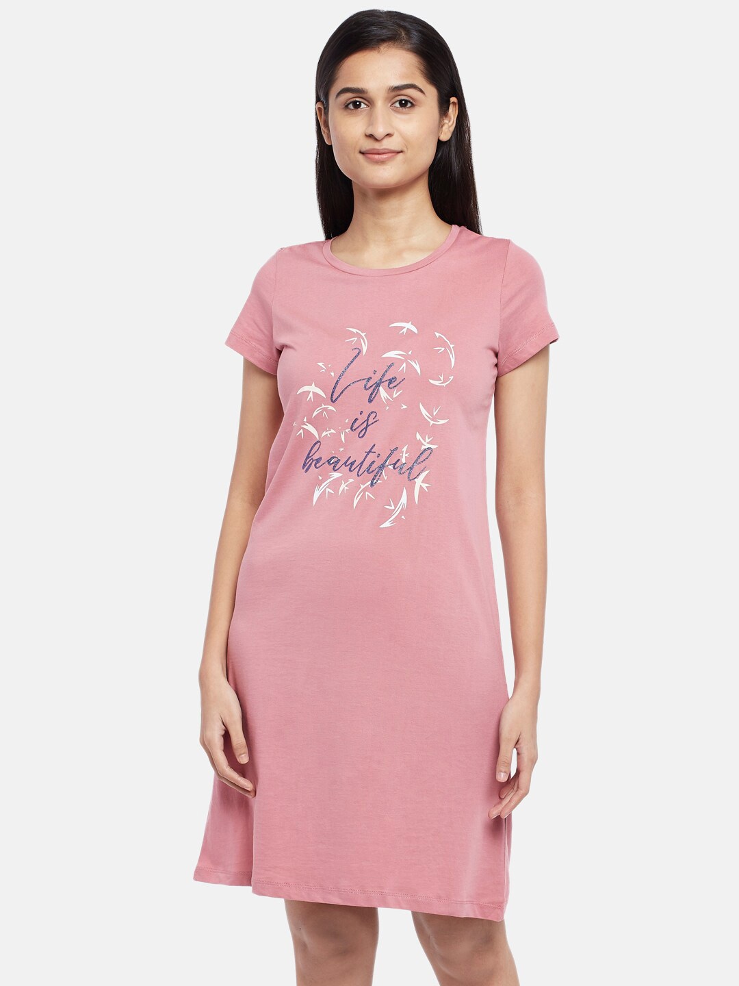

Dreamz by Pantaloons Pink Printed Nightdress