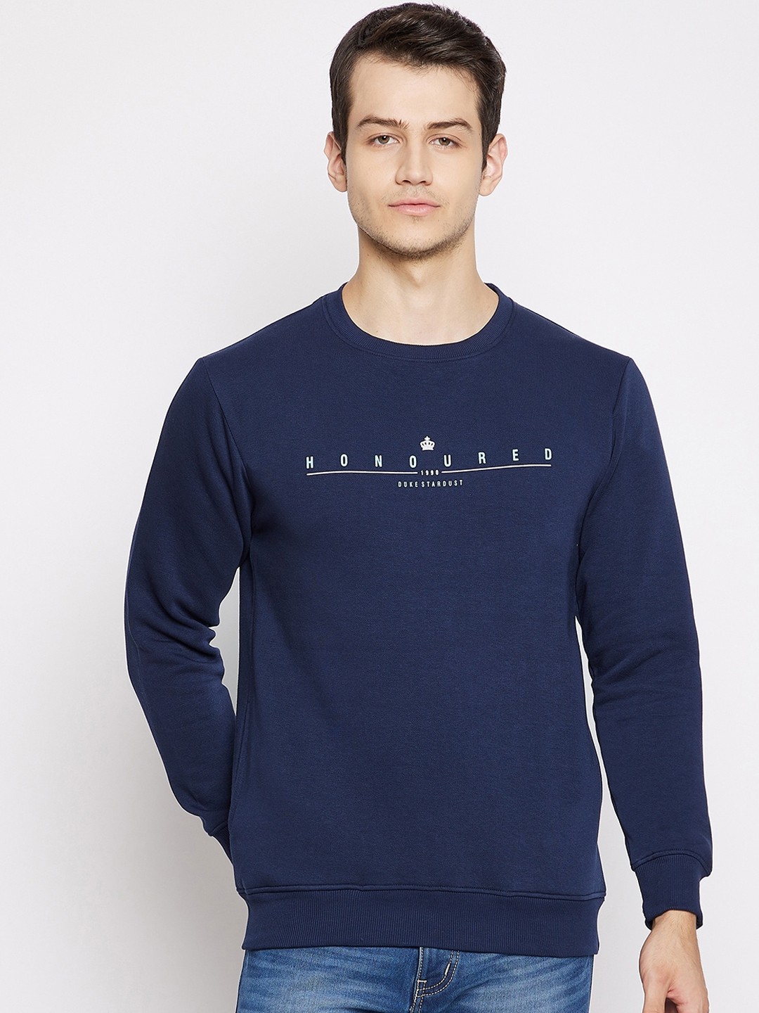 

Duke Men Blue Printed Sweatshirt