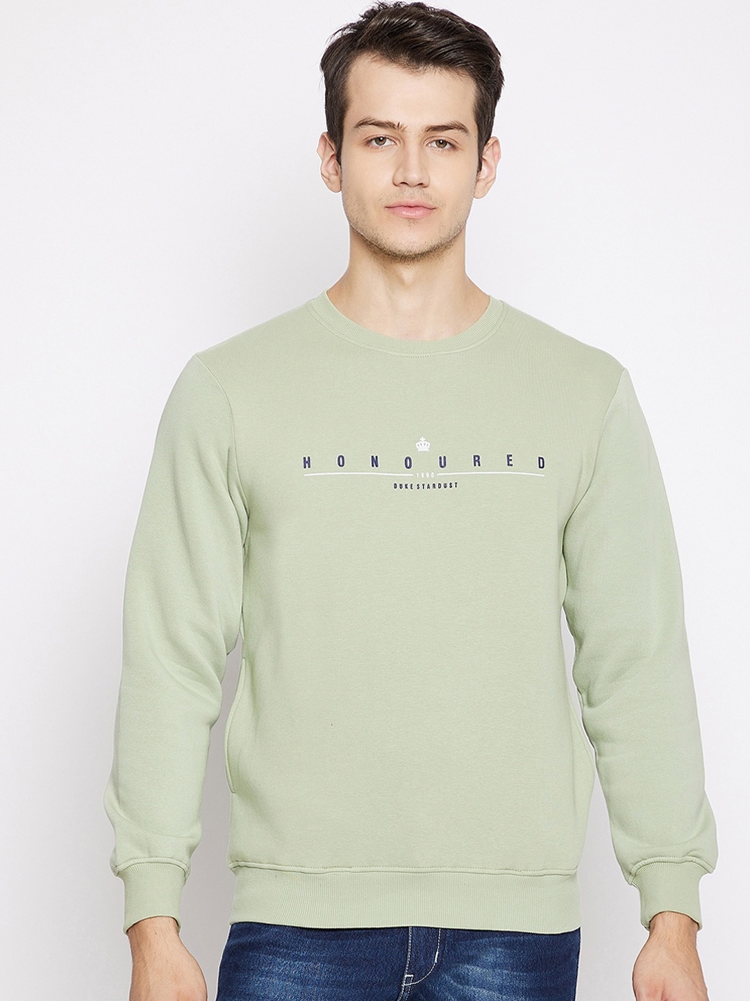 

Duke Men Green Printed Sweatshirt
