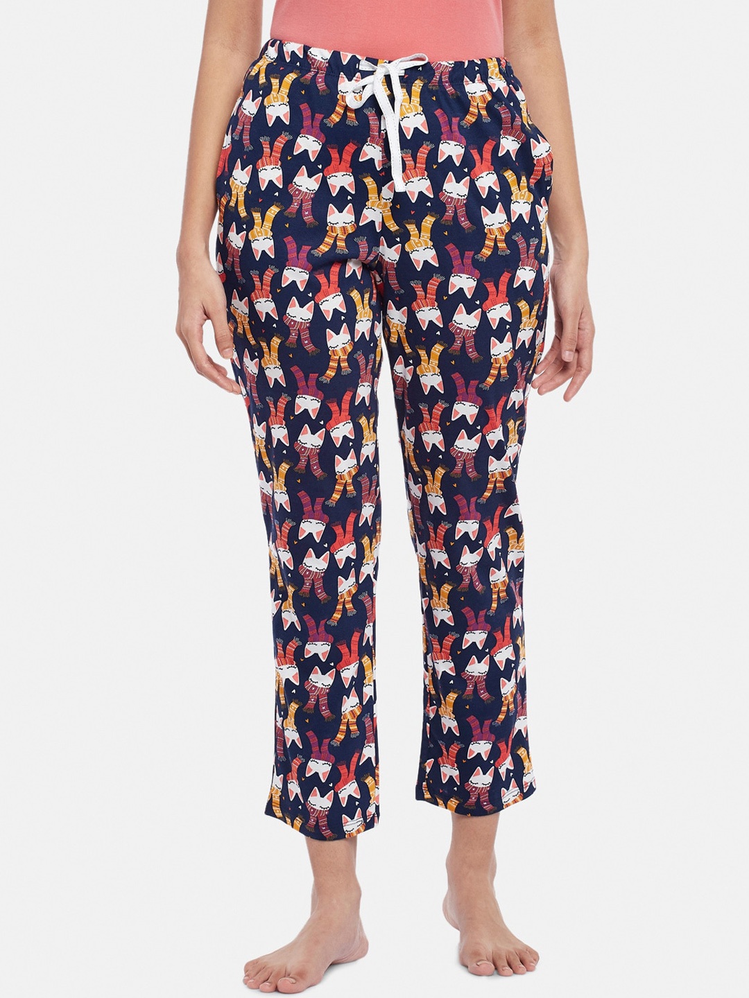 

Dreamz by Pantaloons Women Navy Blue Cotton Printed Lounge Pants