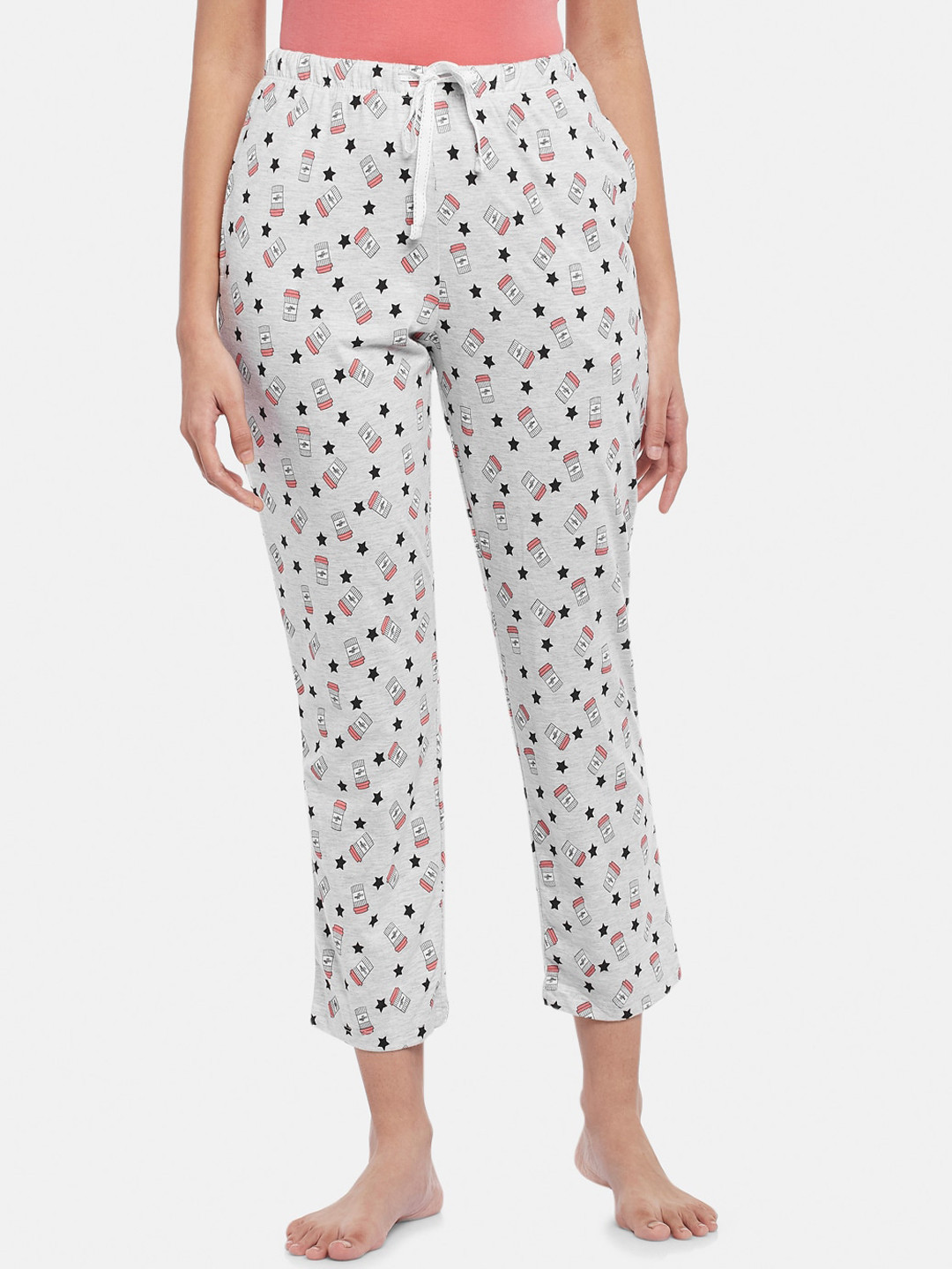 

Dreamz by Pantaloons Women Grey Melange Printed Lounge Pants