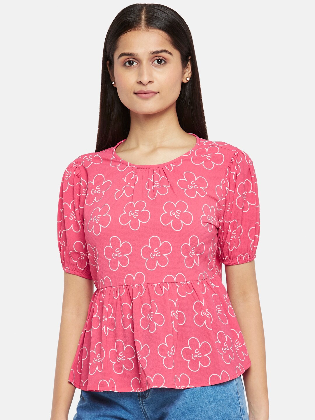 

People Pink Floral Regular Top
