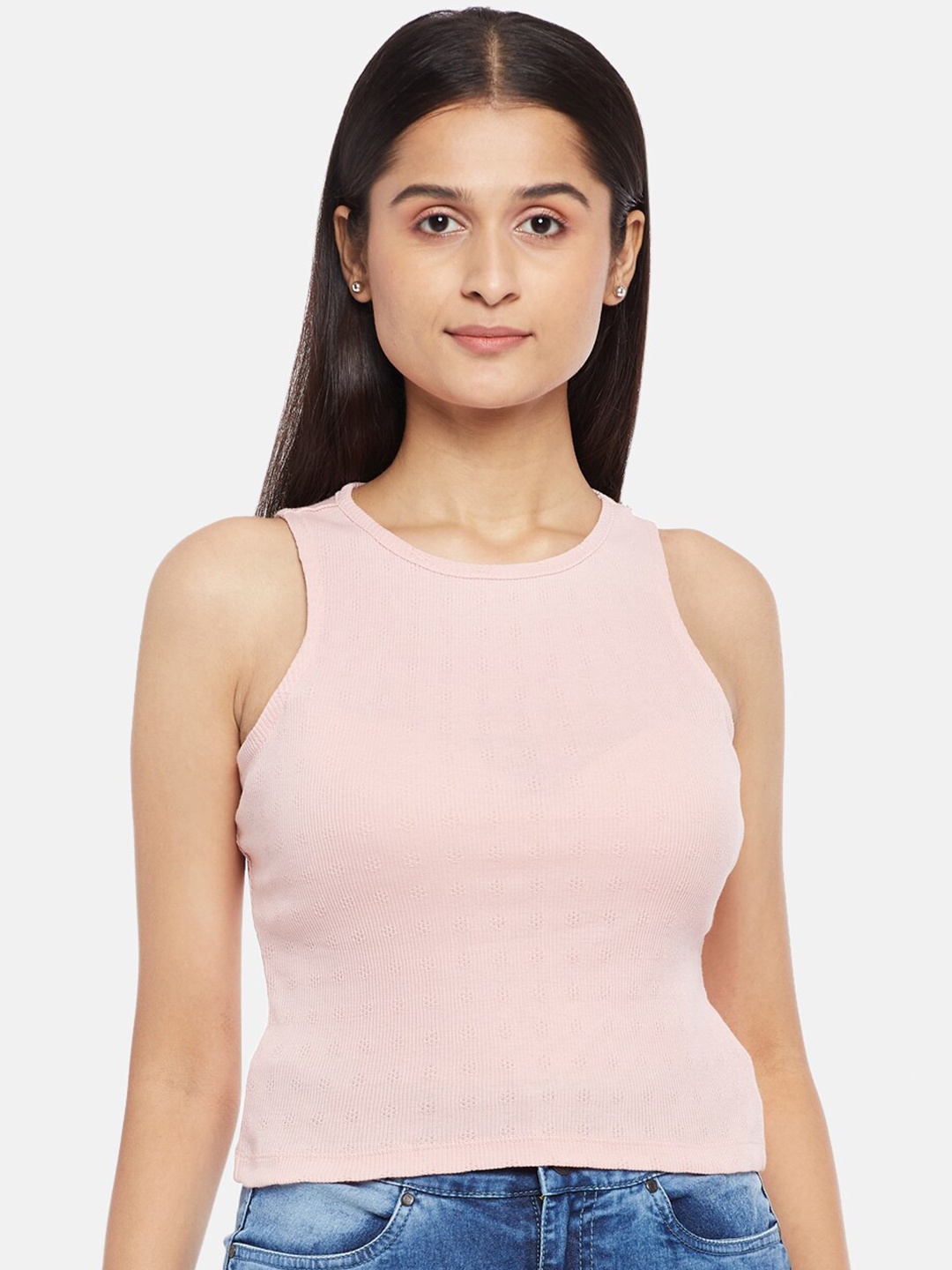 

People Pink Pure Cotton Fitted Top