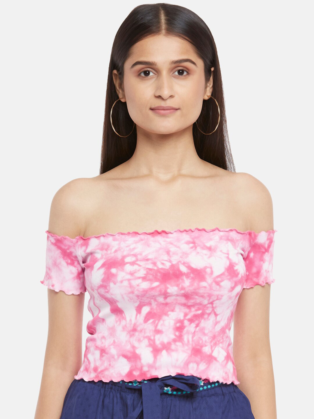 

People Pink Floral Bardot Top
