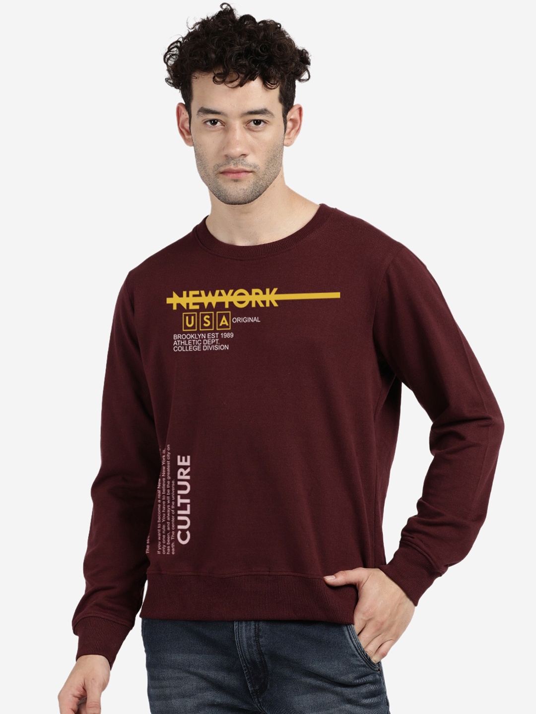

MASH UNLIMITED Men Maroon Printed Sweatshirt