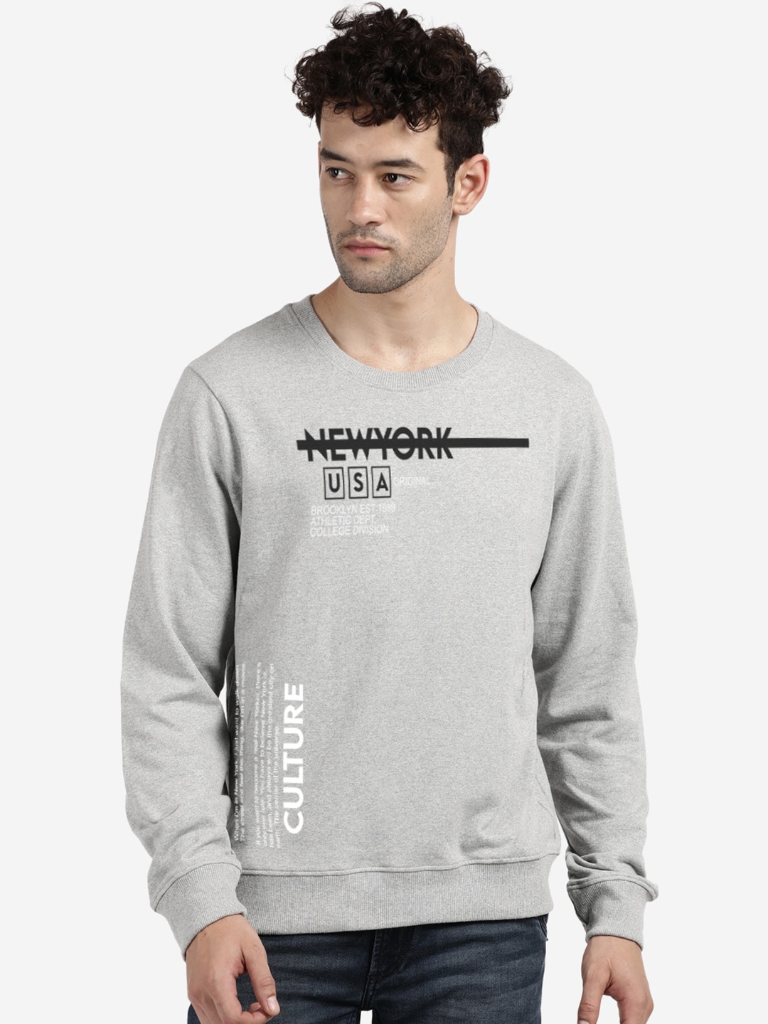 

MASH UNLIMITED Men Grey Printed Sweatshirt