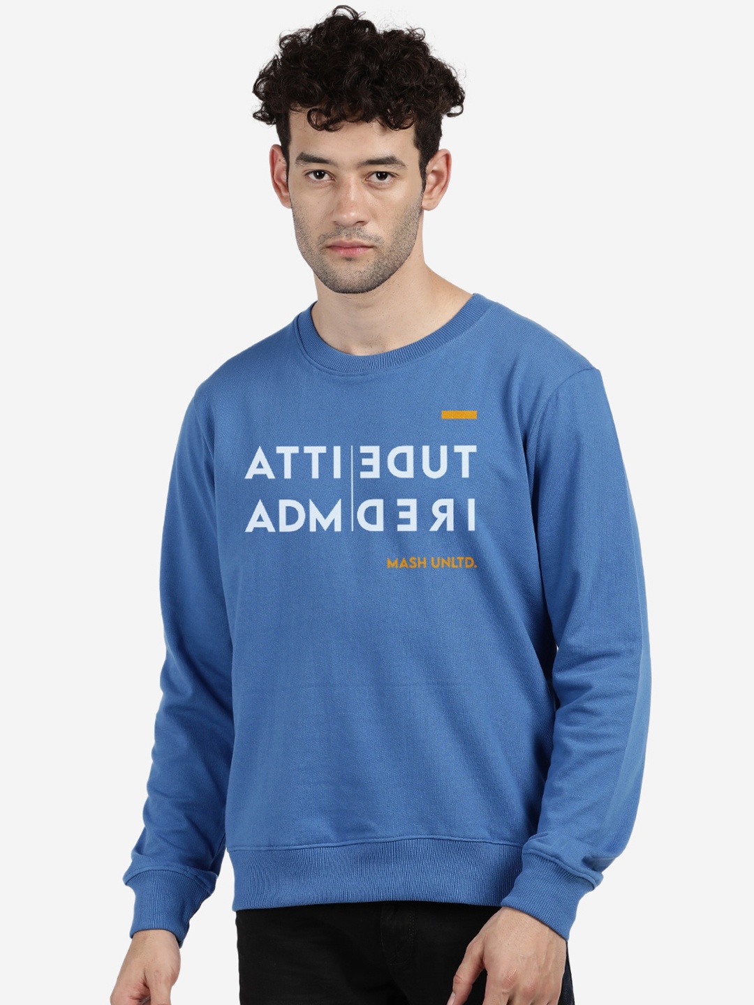 

MASH UNLIMITED Men Blue Printed Sweatshirt