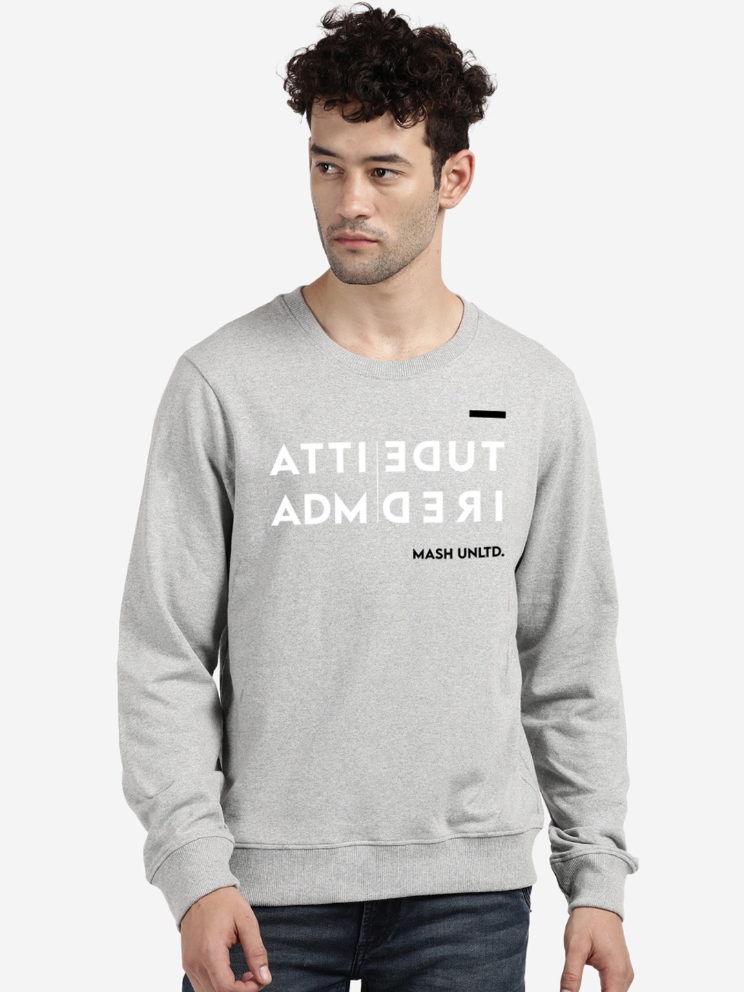 

MASH UNLIMITED Men Grey Printed Sweatshirt