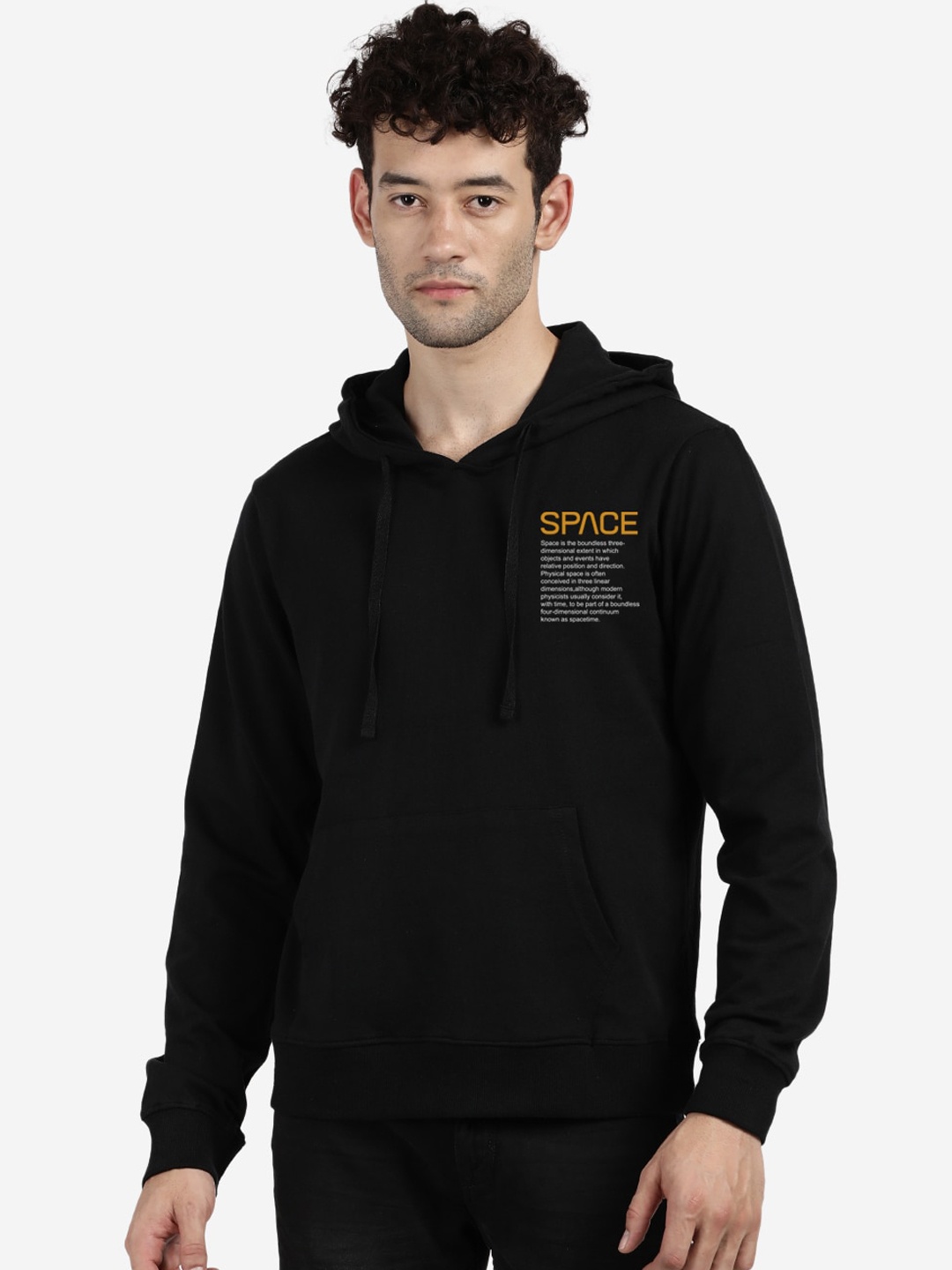 

MASH UNLIMITED Men Black Hooded Sweatshirt