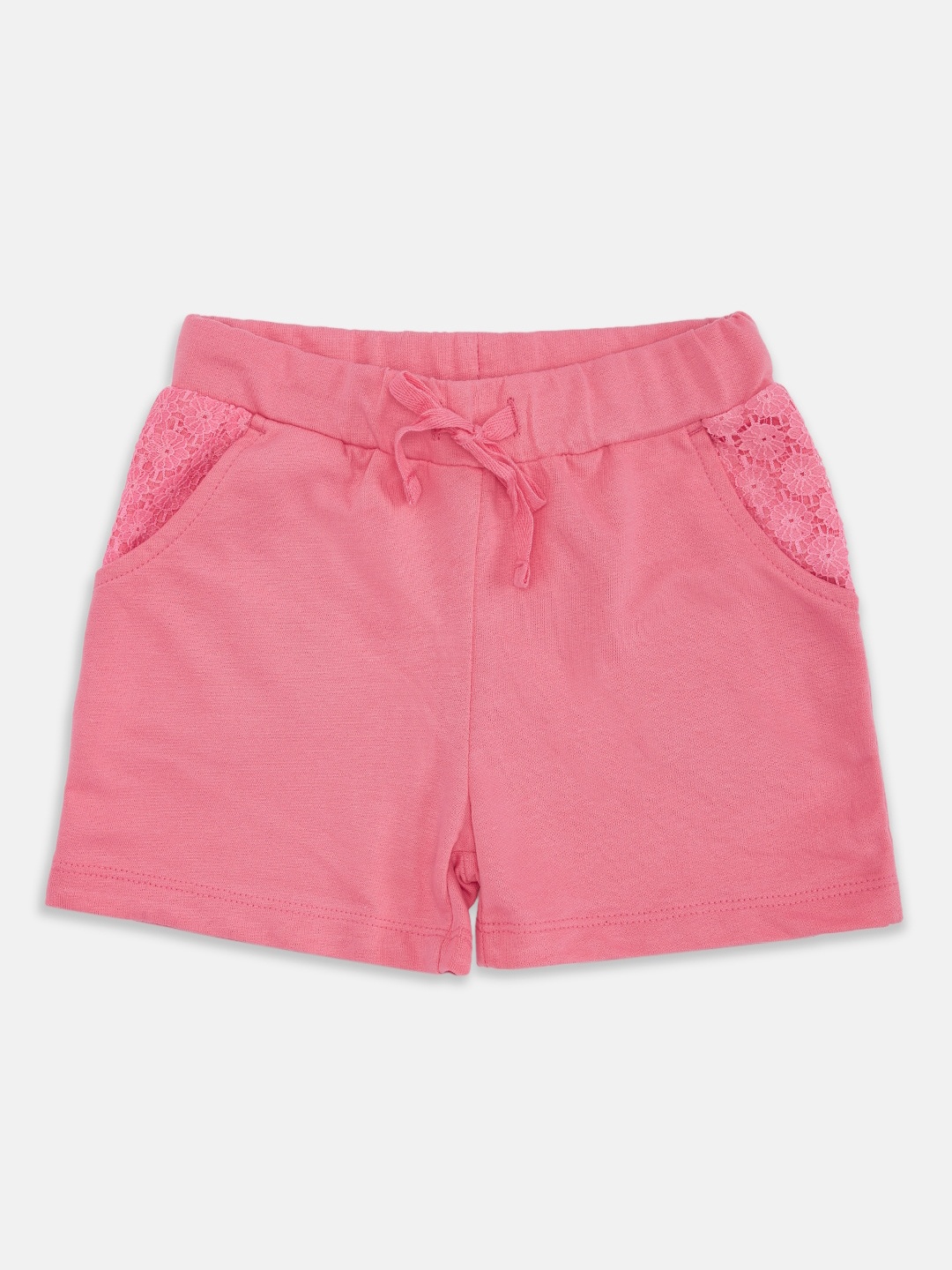 

Pantaloons Junior Girls Pink Solid Pure Cotton Regular Shorts