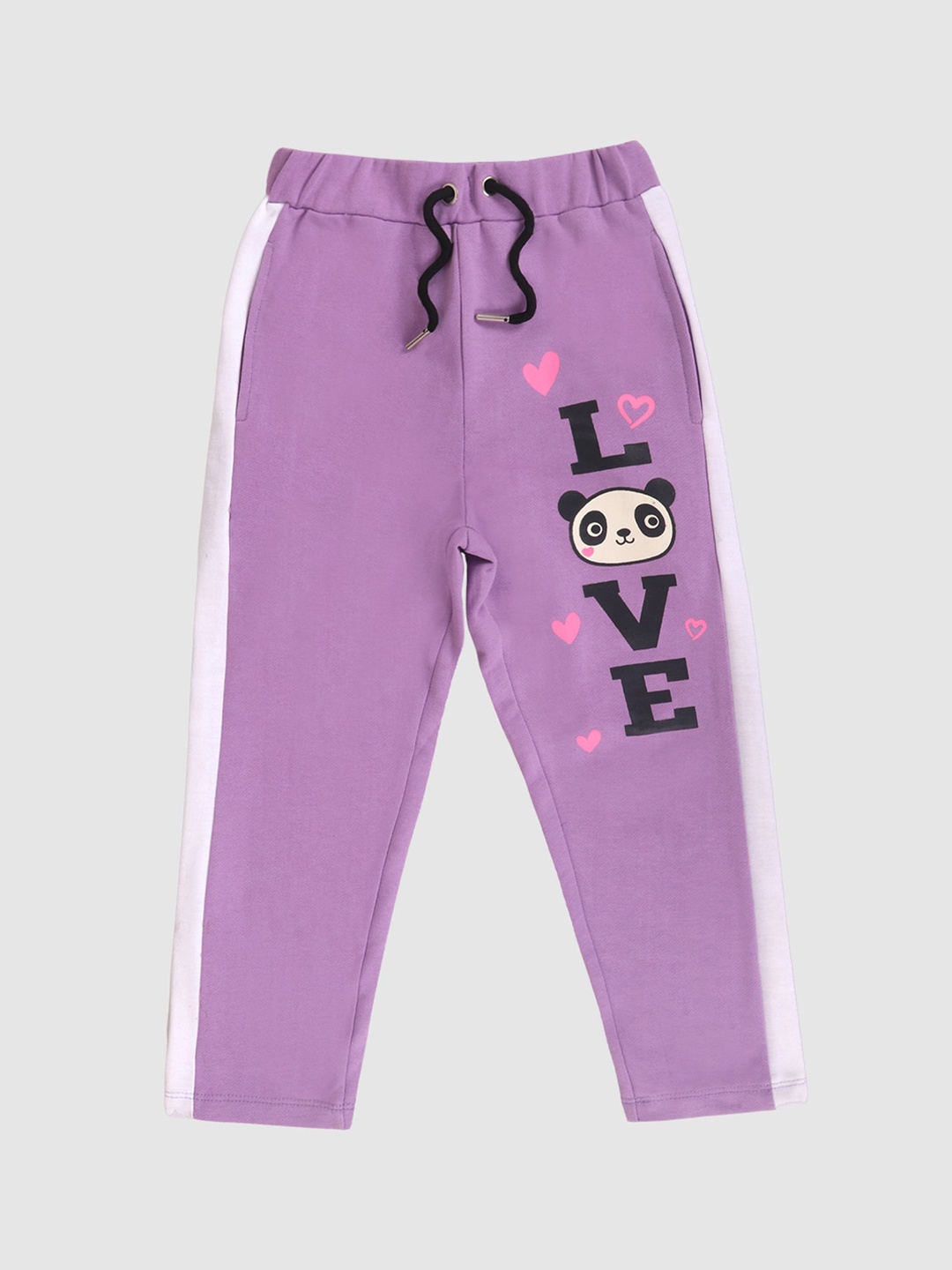 

Lazy Shark Girls Purple & White Graphic Printed Cotton Trackpant