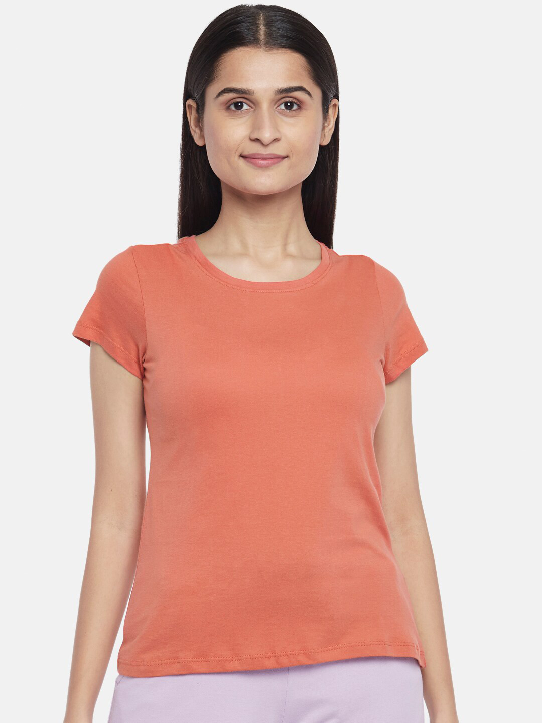 

Dreamz by Pantaloons Rust Cotton Regular Lounge tshirt