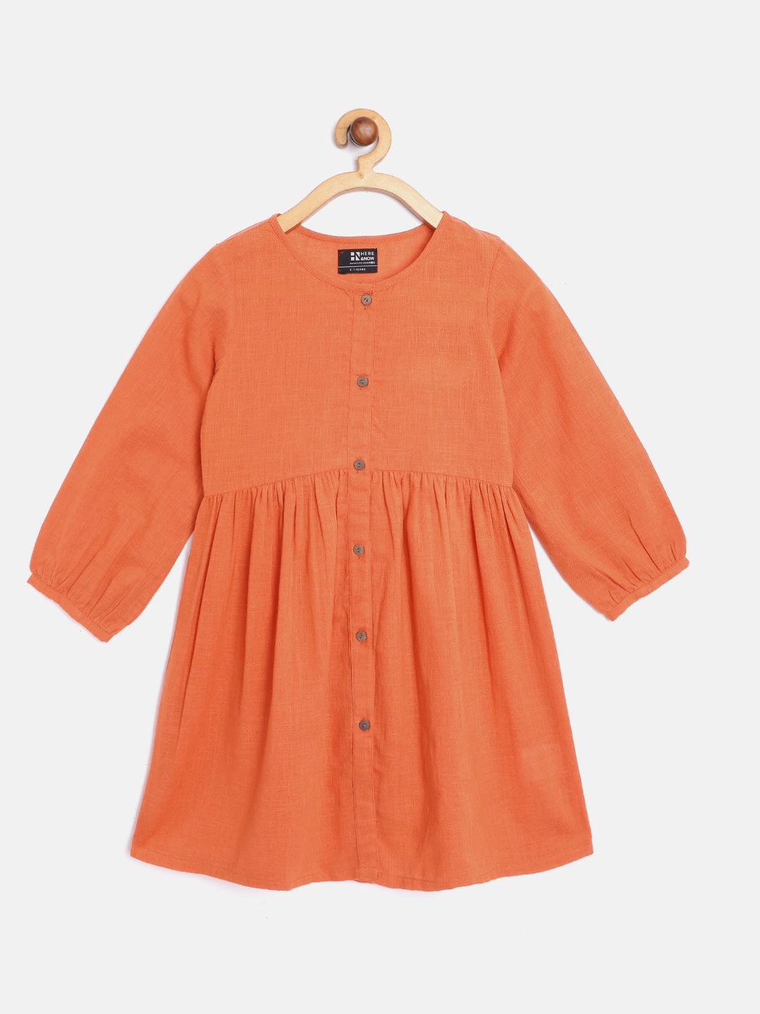 

HERE&NOW Girls Rust Orange Cotton Fit & Flare Dress