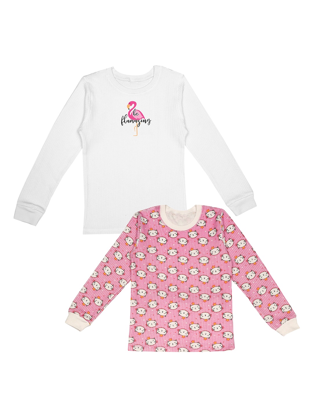 

DChica Girls Pack Of 2 Printed Thermal Tops, Pink