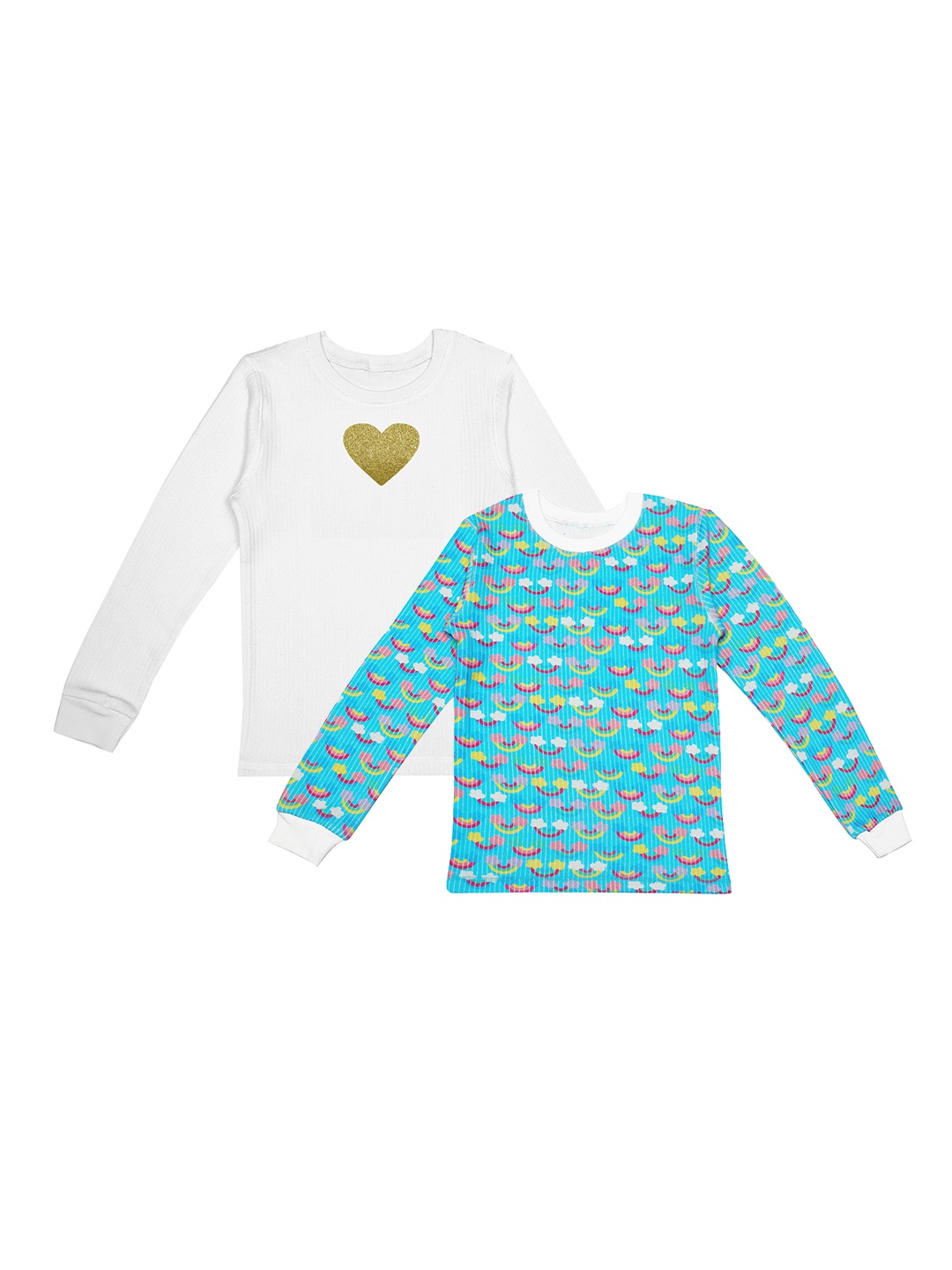 

DChica Girls Pack of 2 Blue & White Printed Thermal Top