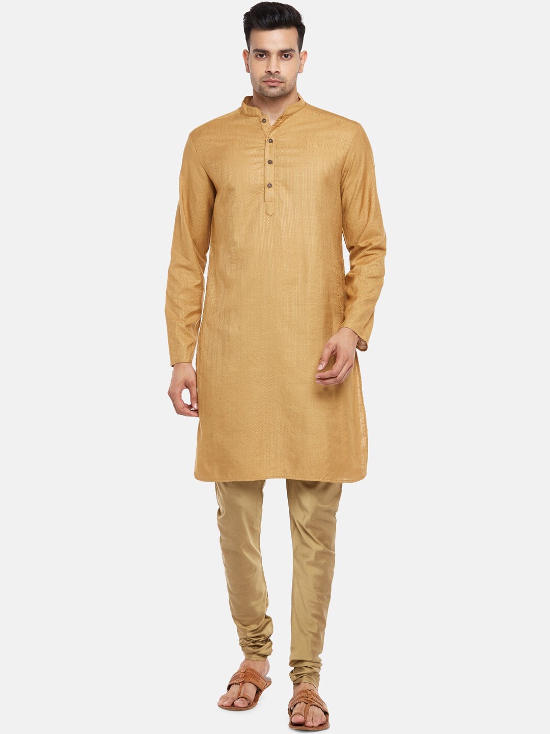 

indus route by Pantaloons Men Gold-Toned Thread Work Kurta