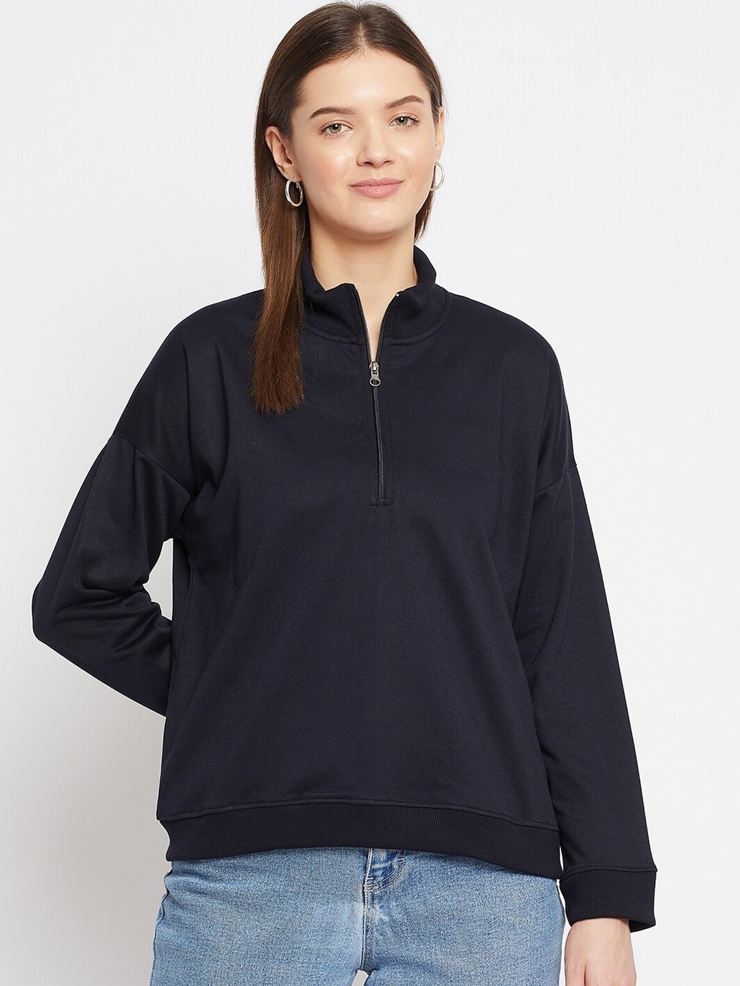 

FRENCH FLEXIOUS Women Navy Blue Sweatshirt