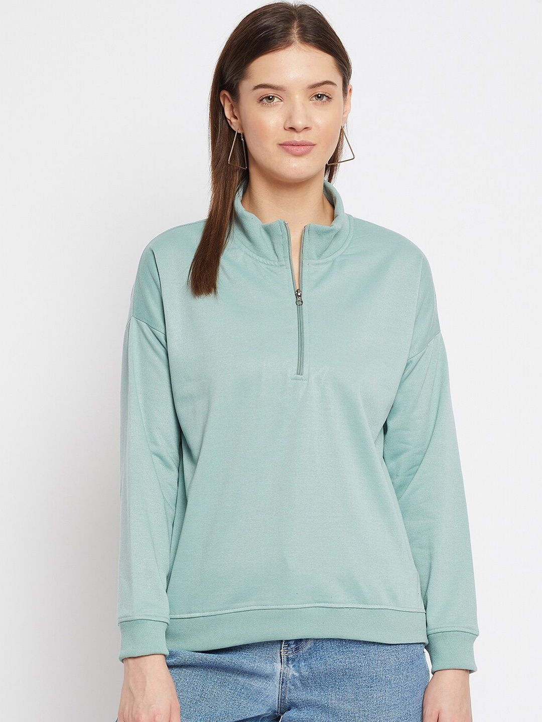 

FRENCH FLEXIOUS Women Sea Green Sweatshirt