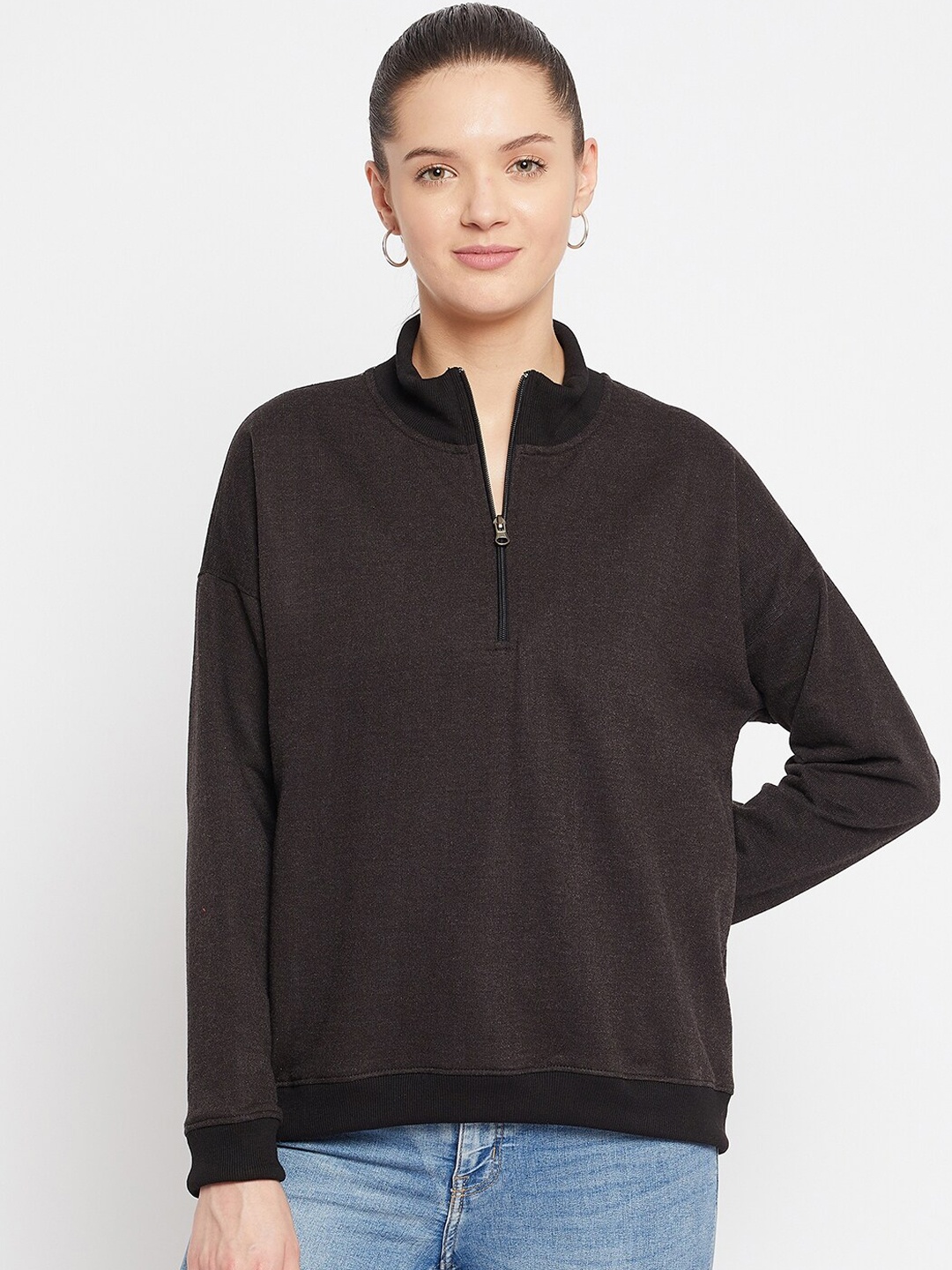 

FRENCH FLEXIOUS Women Charcoal Sweatshirt