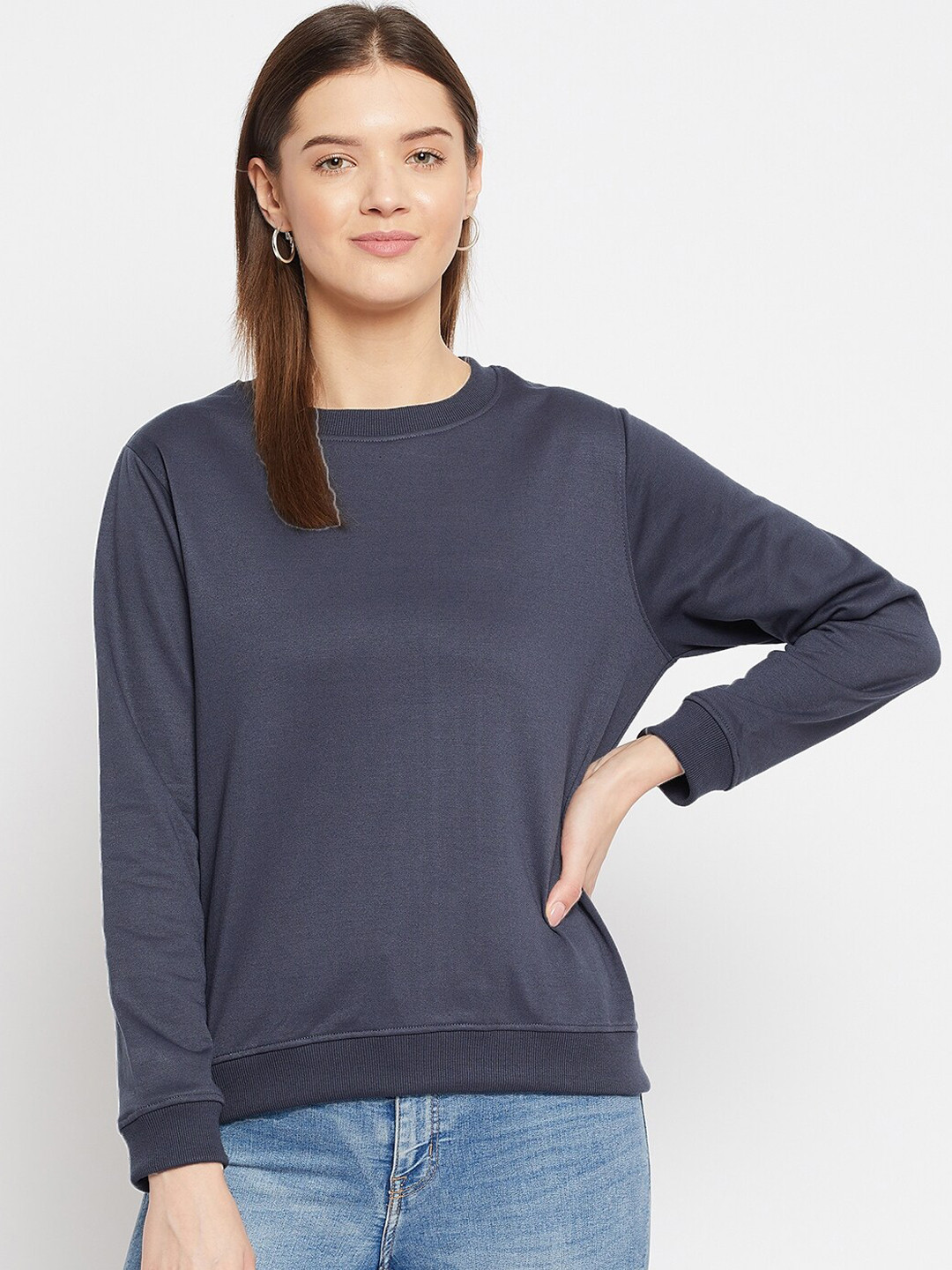 

FRENCH FLEXIOUS Women Charcoal Sweatshirt