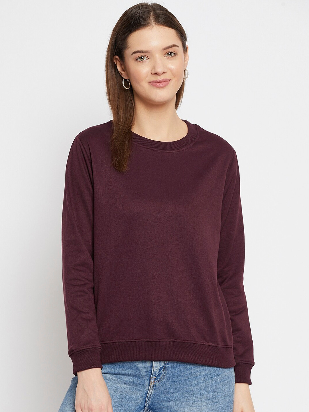 

FRENCH FLEXIOUS Women Burgundy Sweatshirt