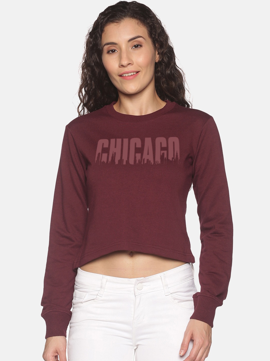 

BEVERLY BLUES Women Maroon Printed Sweatshirt