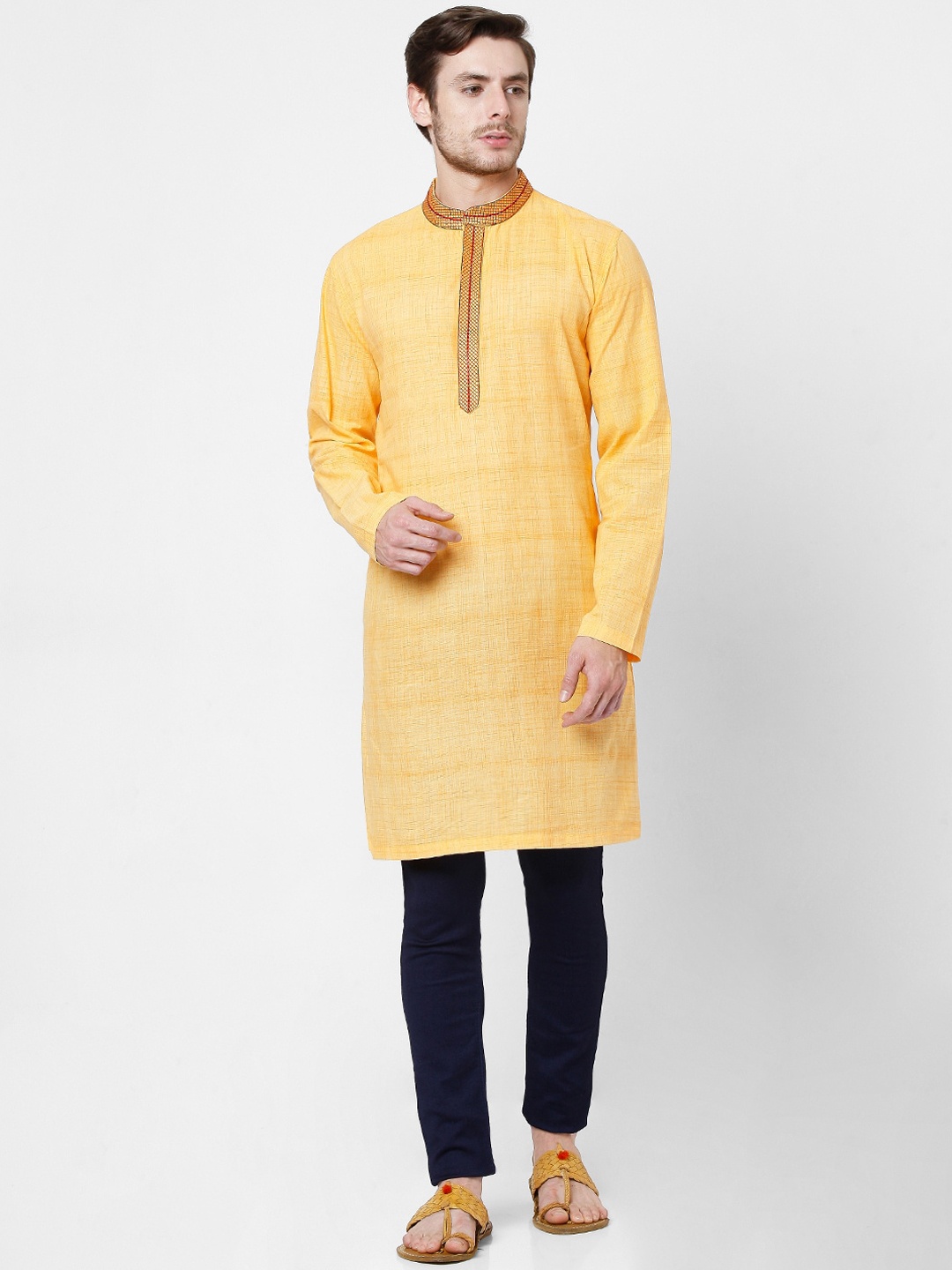 

SALWAR STUDIO Men Yellow Thread Work Kurta