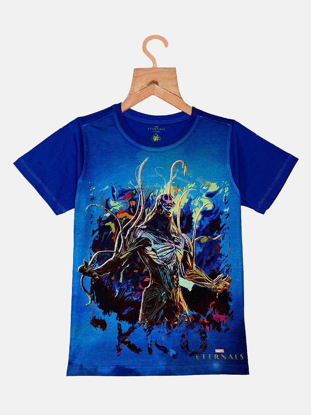 

YK Marvel Boys Blue Printed Pockets T-shirt