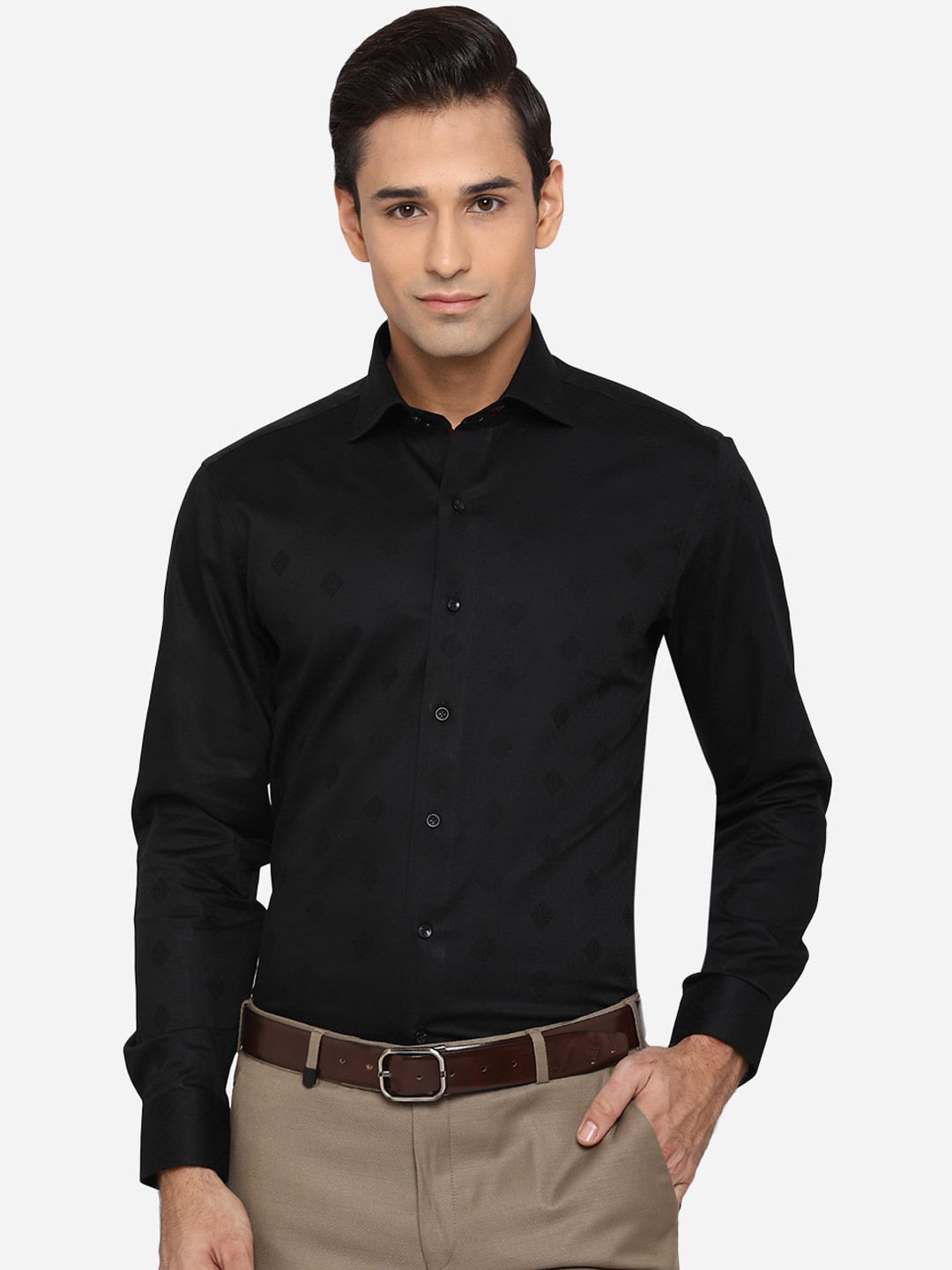 

JB STUDIO Men Black Slim Fit Opaque Printed Formal Shirt