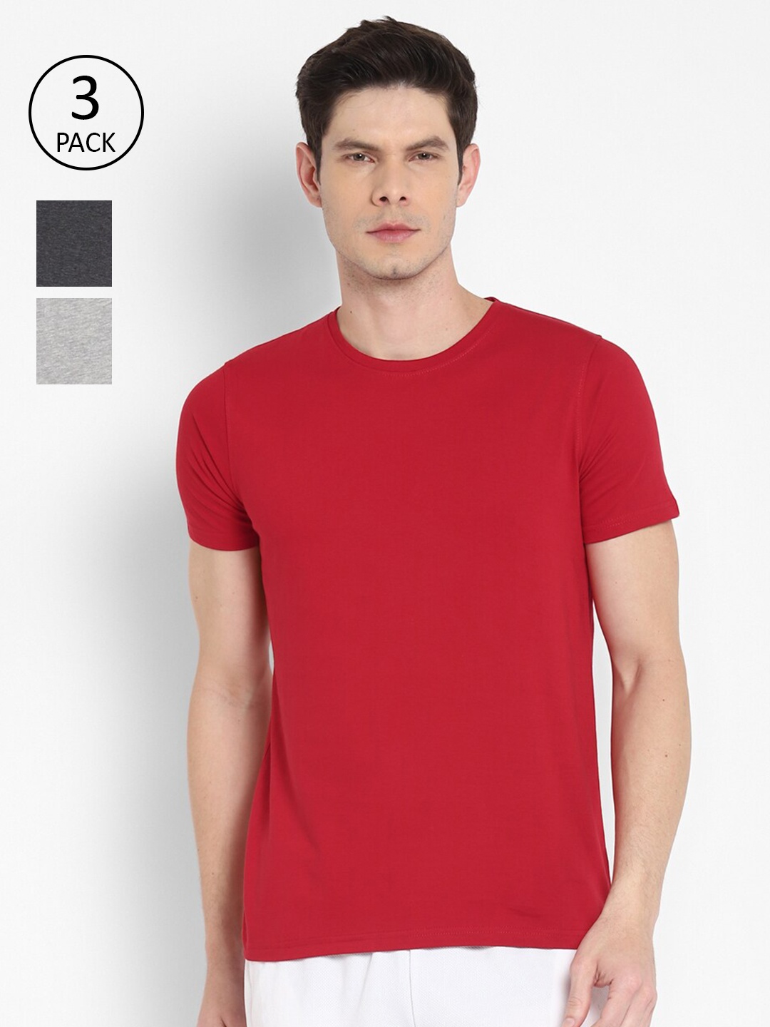 

appulse Men Pack Of 3 Red & Black T-shirt