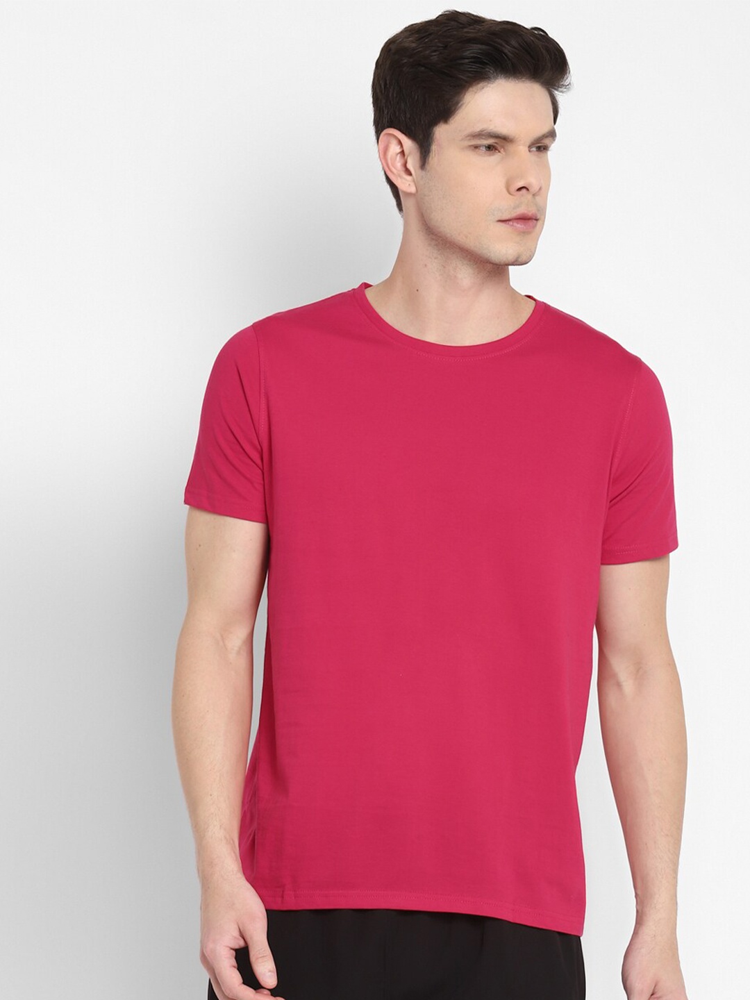 

appulse Men Pink Solid Round Neck Sports T-shirt