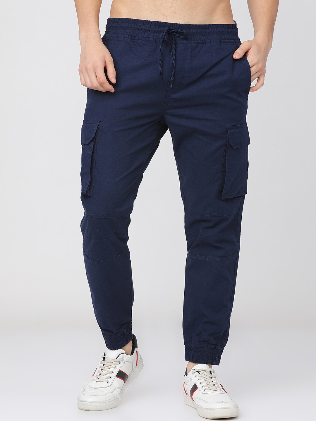 

HIGHLANDER Men Blue Slim Fit Jogger Cargos, Navy blue