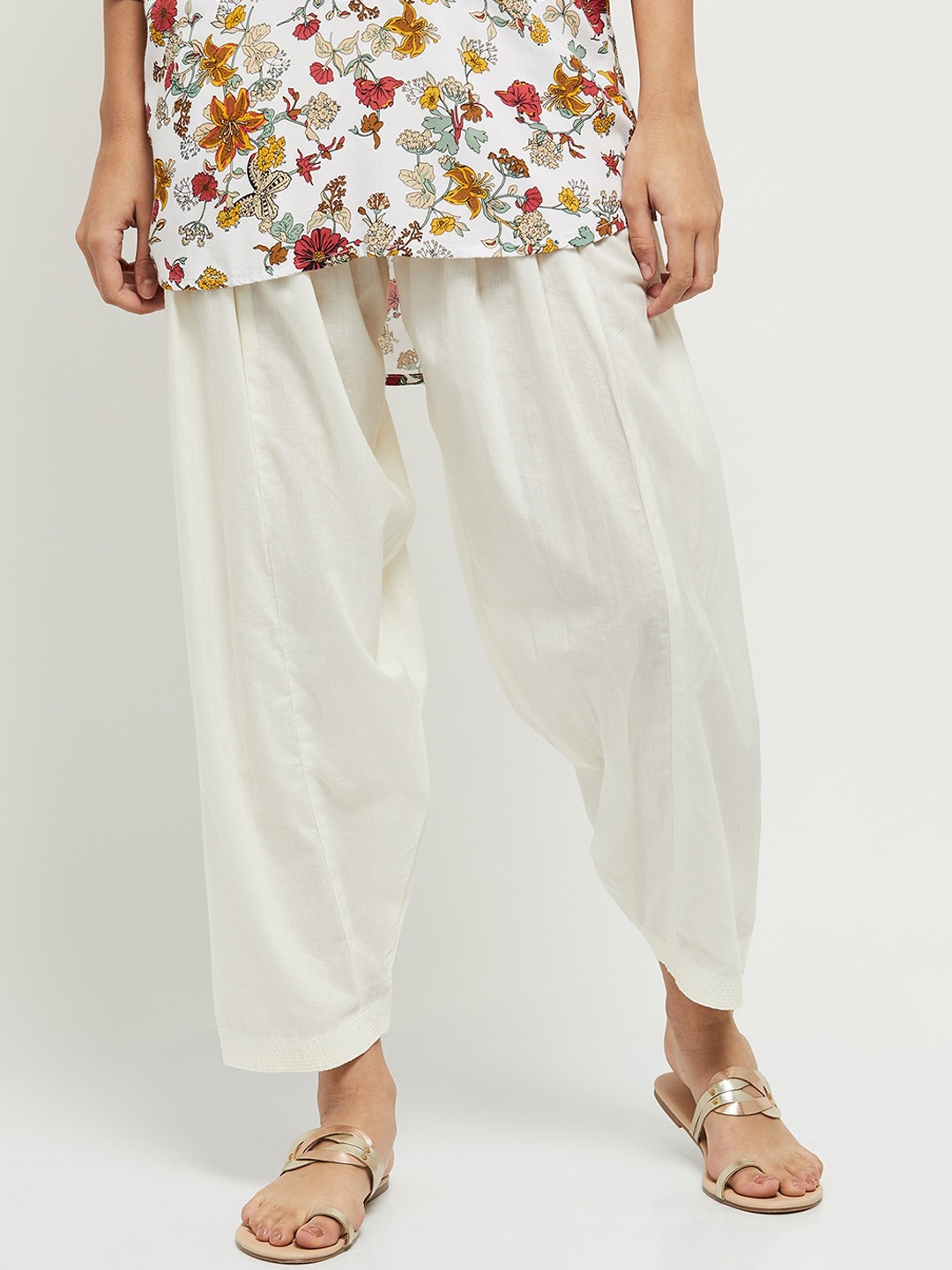 

max Women Off-White Solid Pure Cotton Salwar